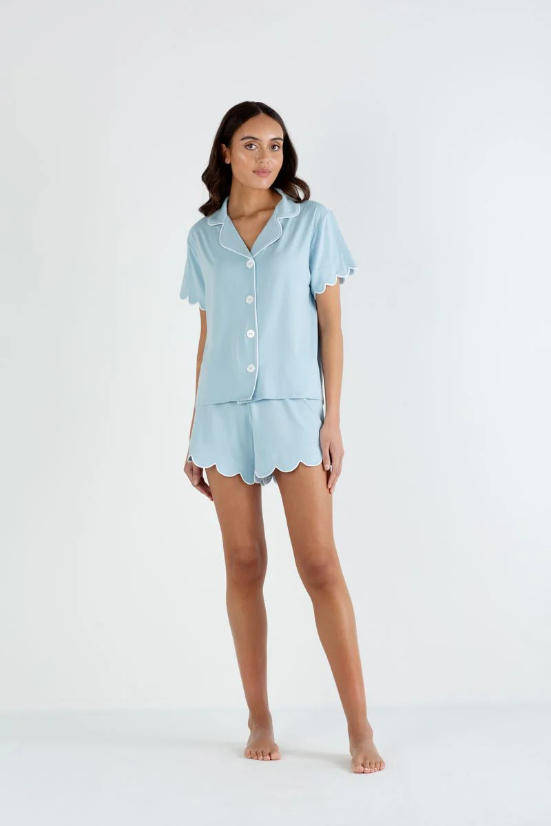 Bamboo Sleepwear Shorts Set (Blue) - Image 3
