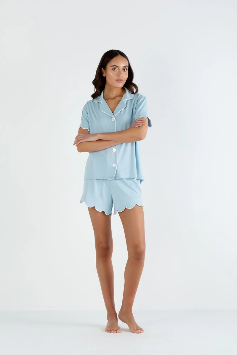 Bamboo Sleepwear Shorts Set (Blue) - Image 5