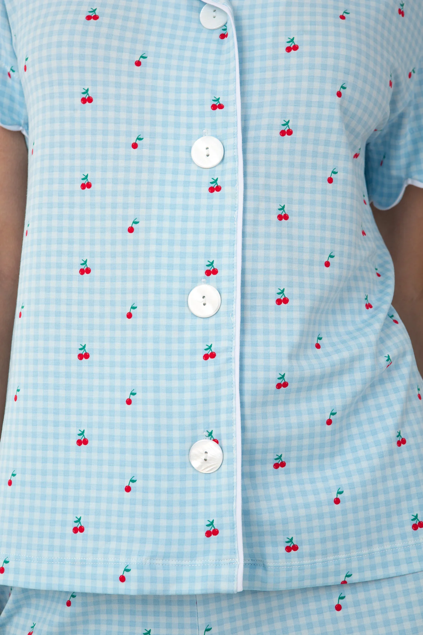 Bamboo Sleepwear Shorts Set (Cherry Check Print) - Image 7