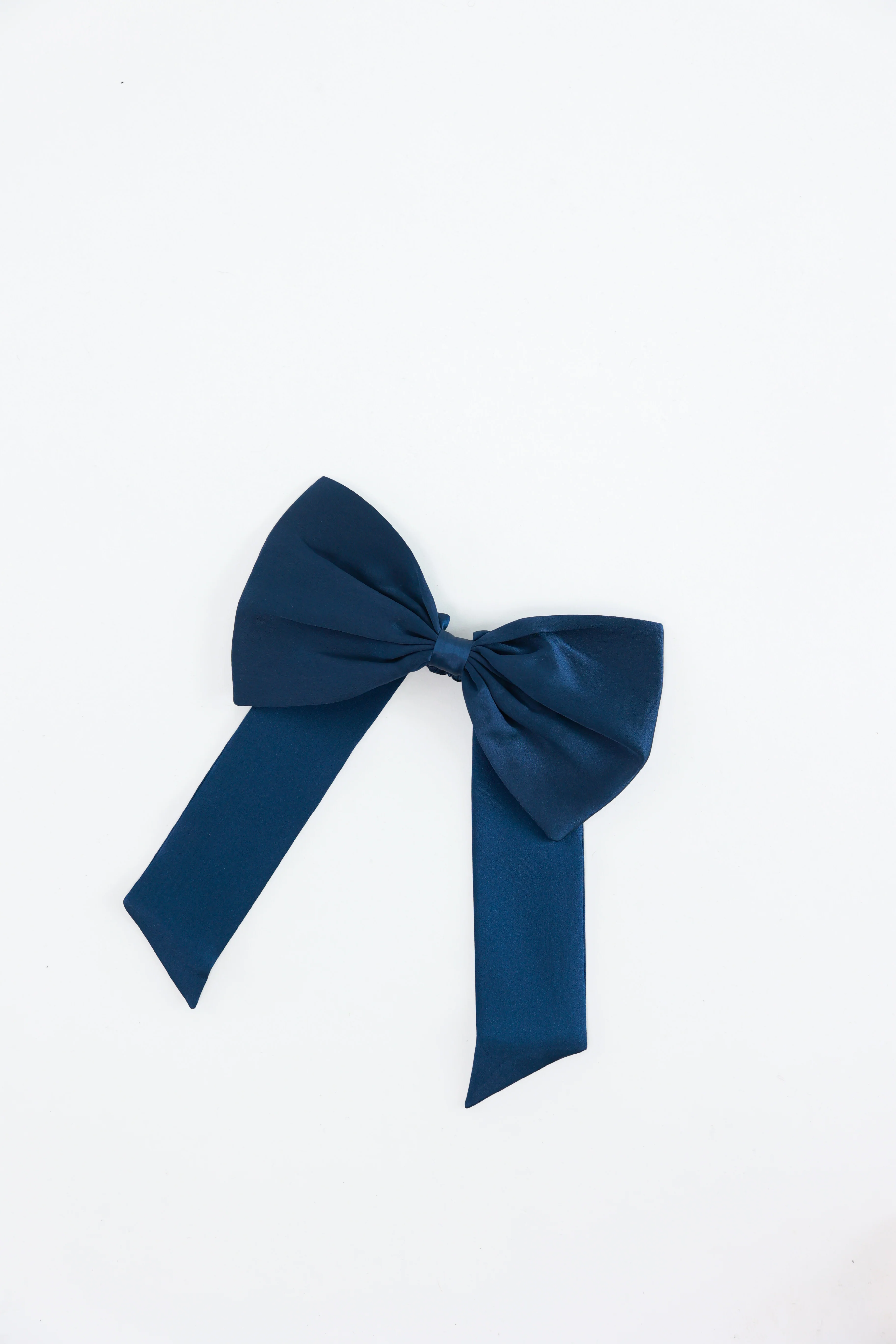 Silk Hair Bow Scrunchie (Navy) - Image 5
