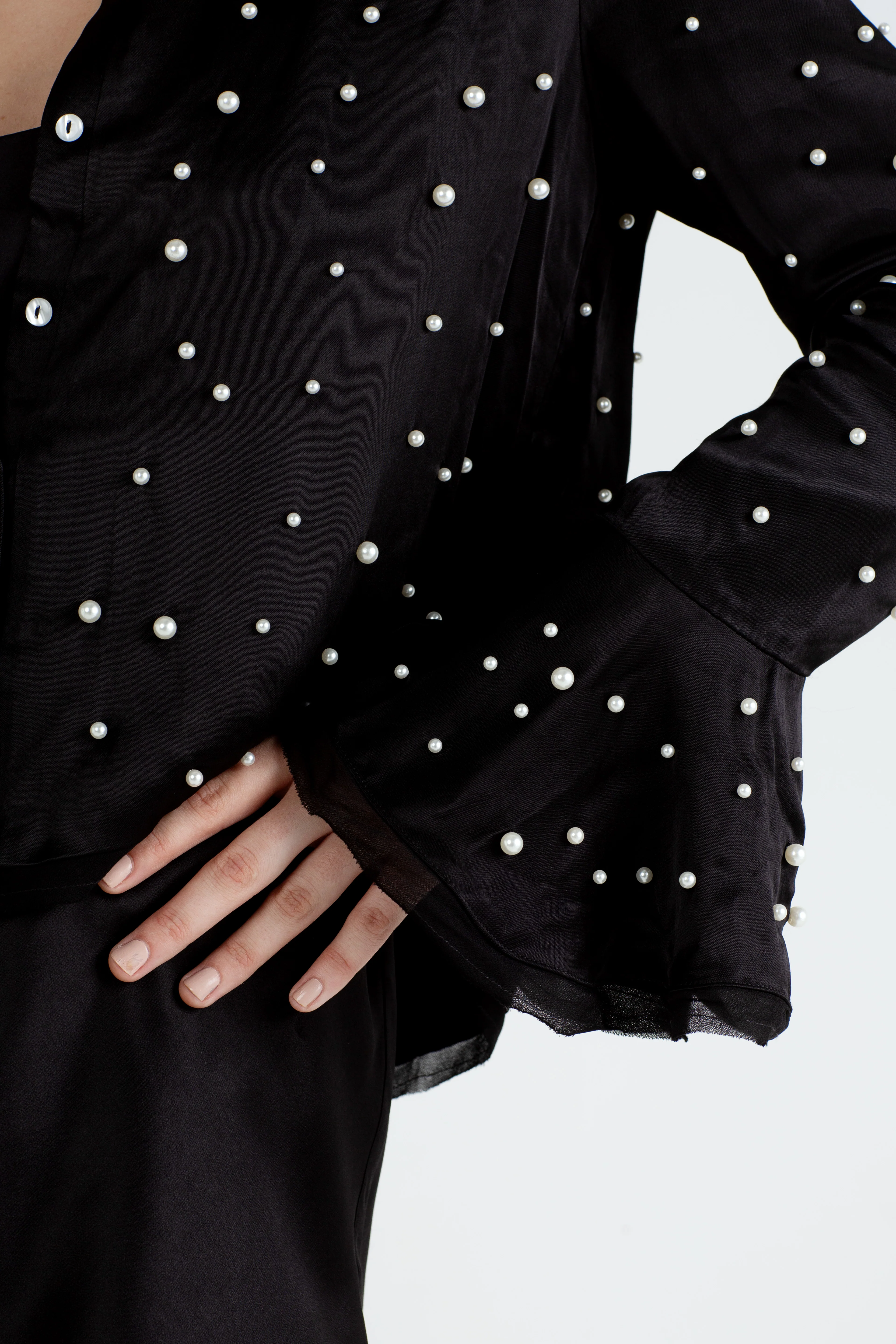 "The Aisling" - Pearl Blouse (Black) - Image 6
