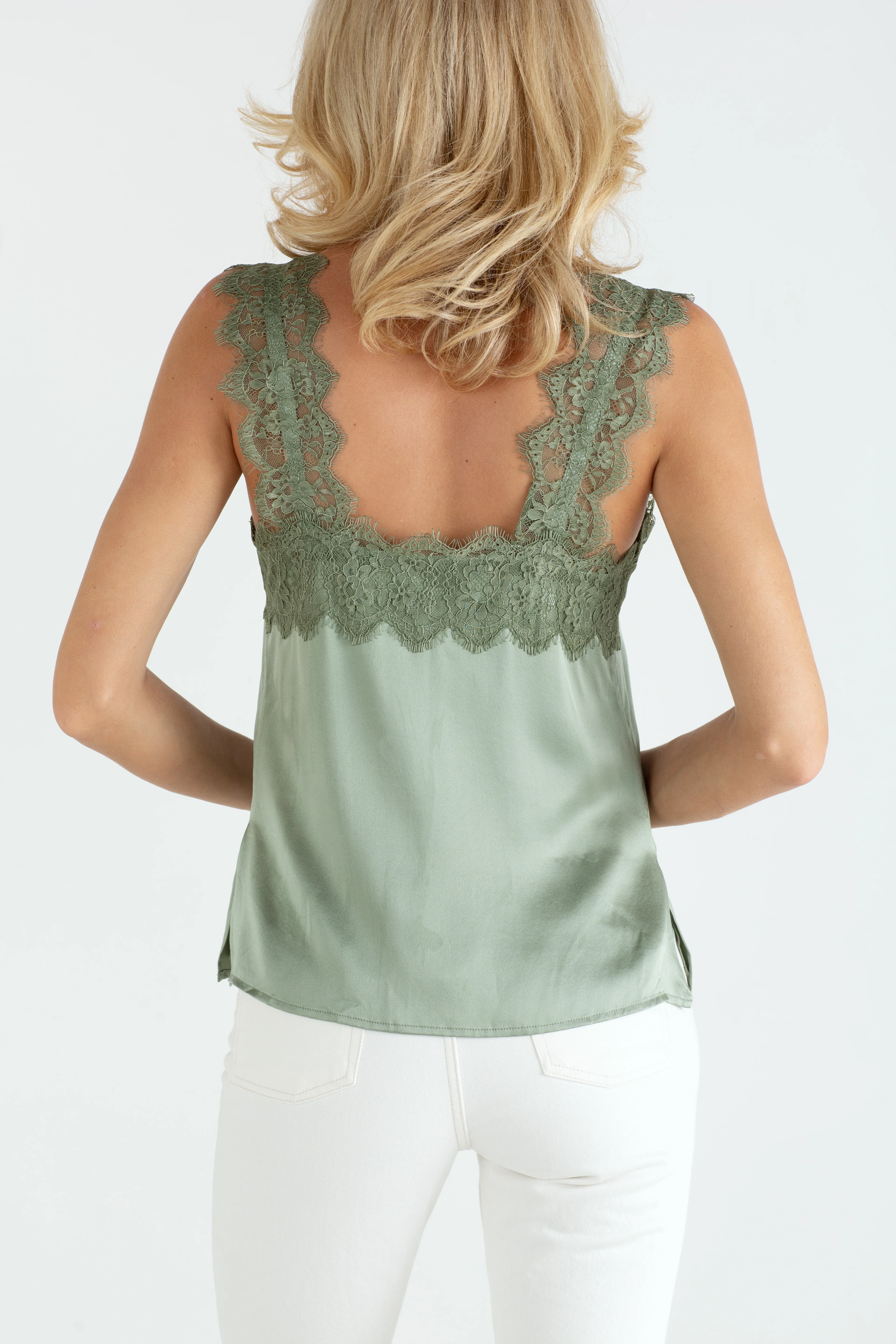 "The Becky" - Silk Cami (Bra Friendly Pistachio) - Image 3