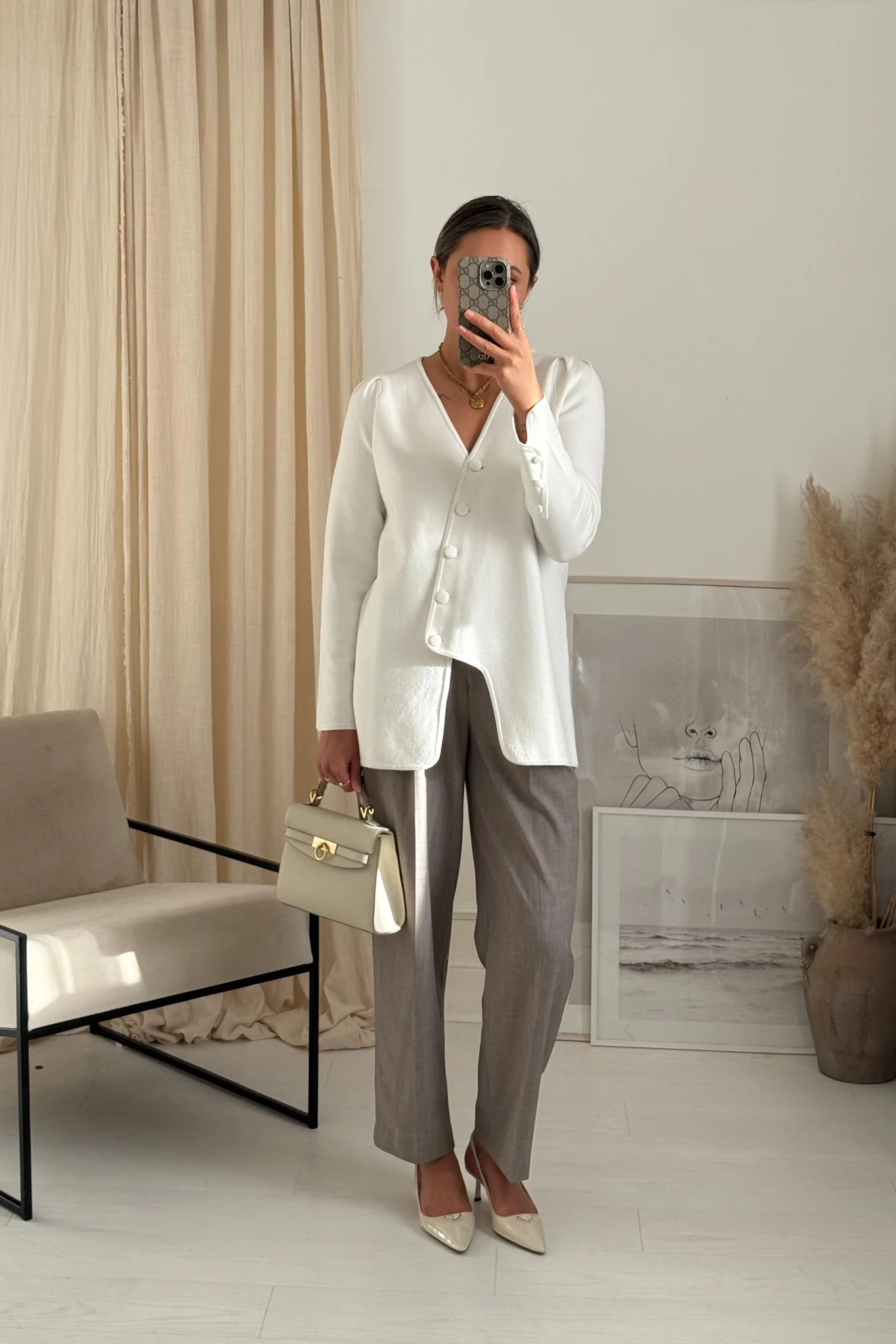 "The Clara" - Wave Cardigan Long (Cream) - Image 4