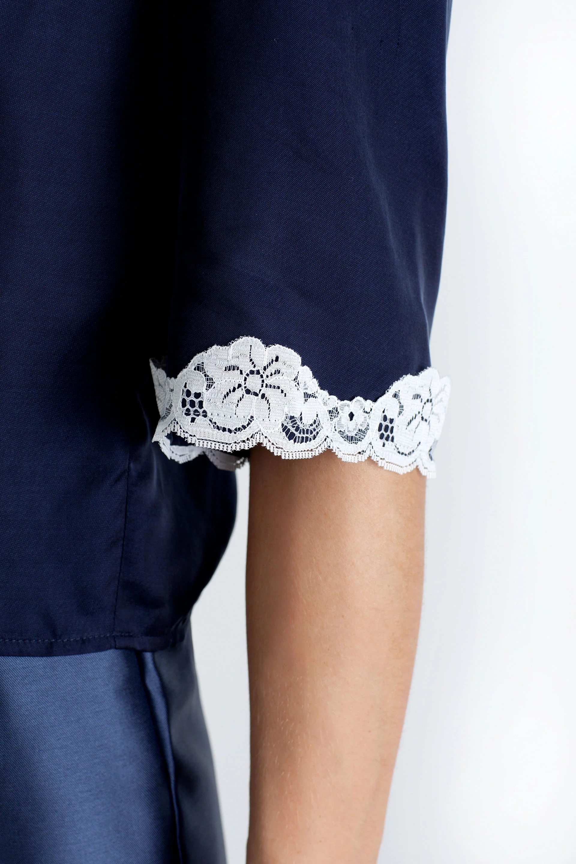 "The Elaine" - Tie Front Blouse (Navy) - Image 6
