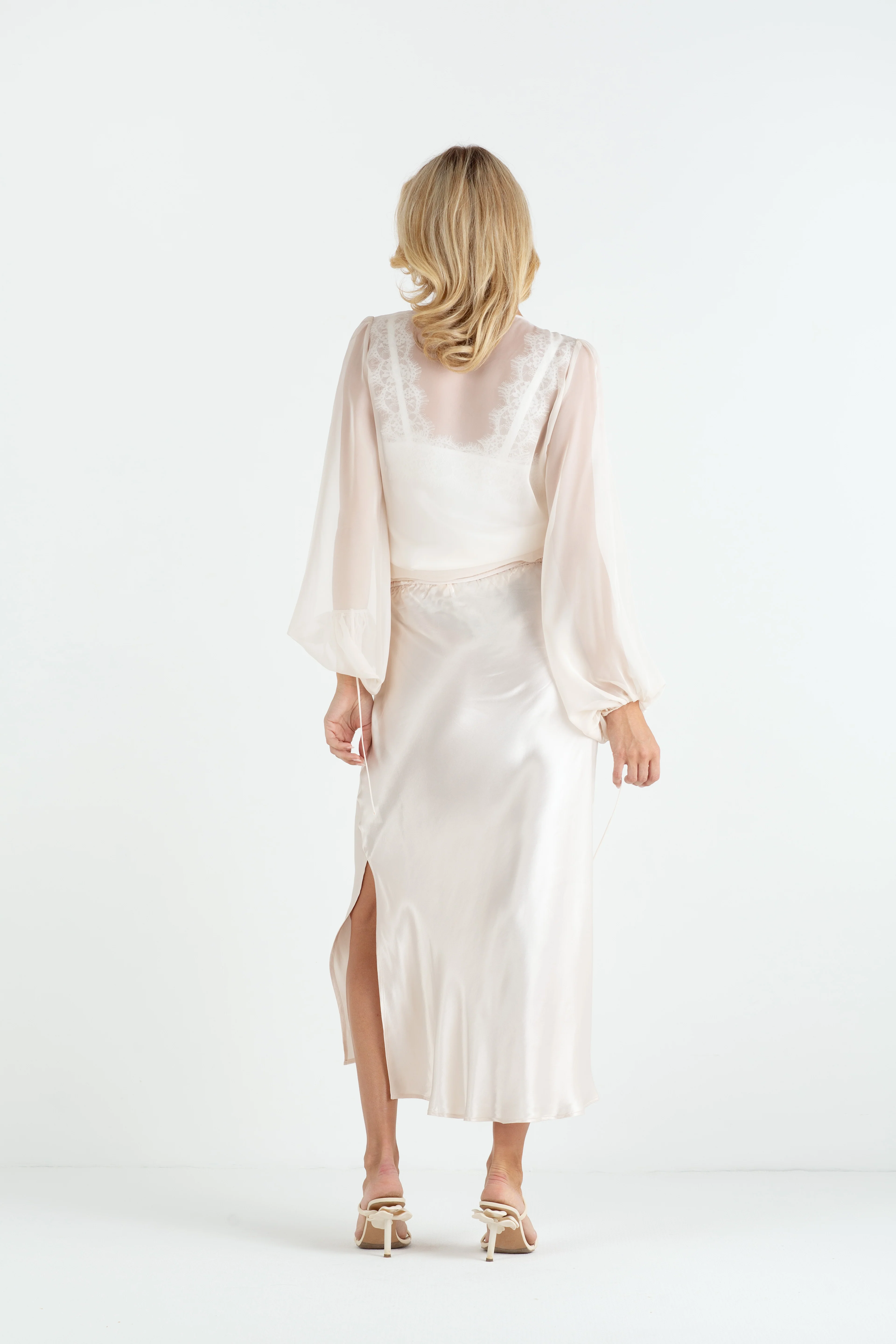 "The Jenny" - Sheer Wrap Blouse (Champagne) - Image 4