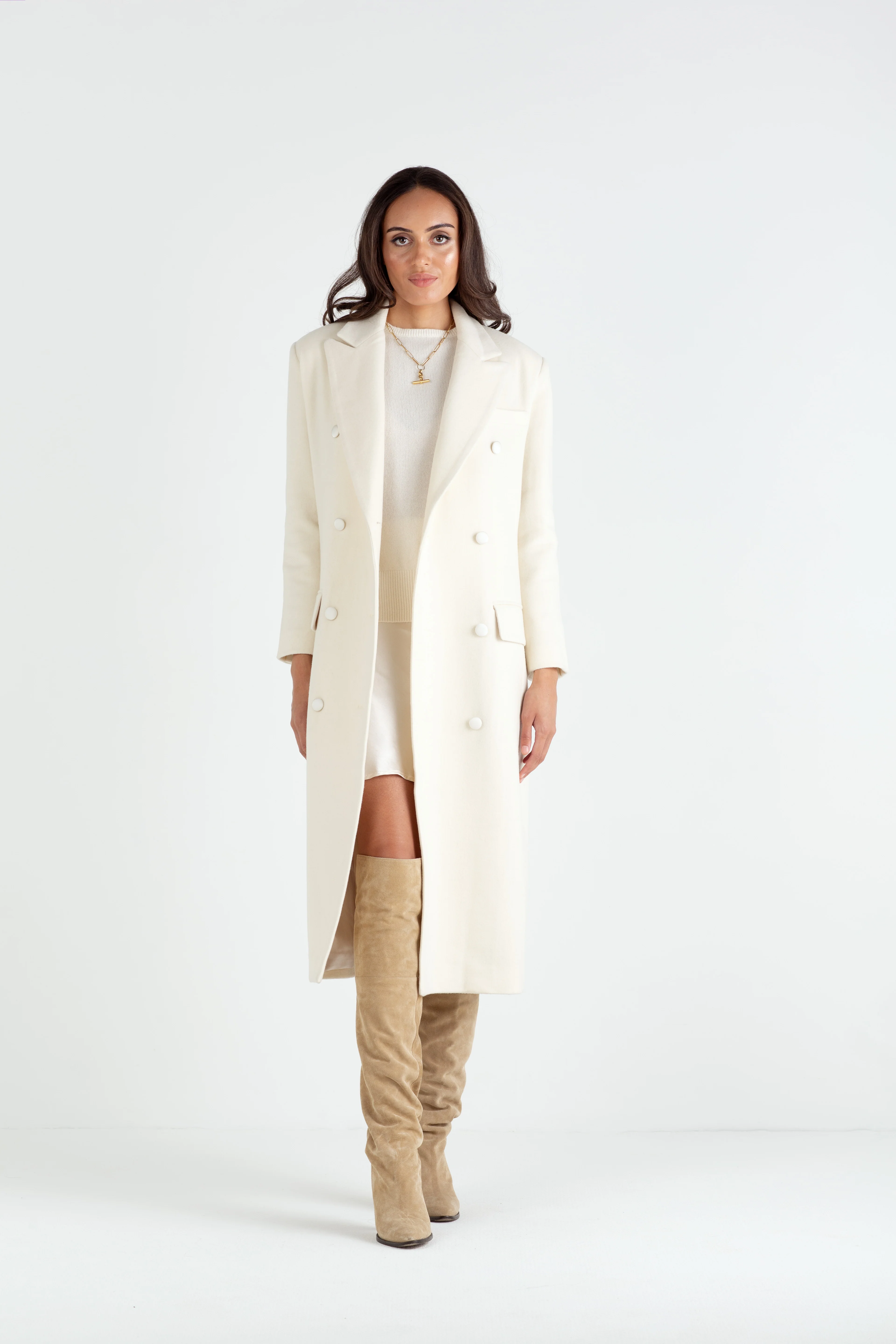 "The Jessica" - Longline Coat (Cream) - Image 7