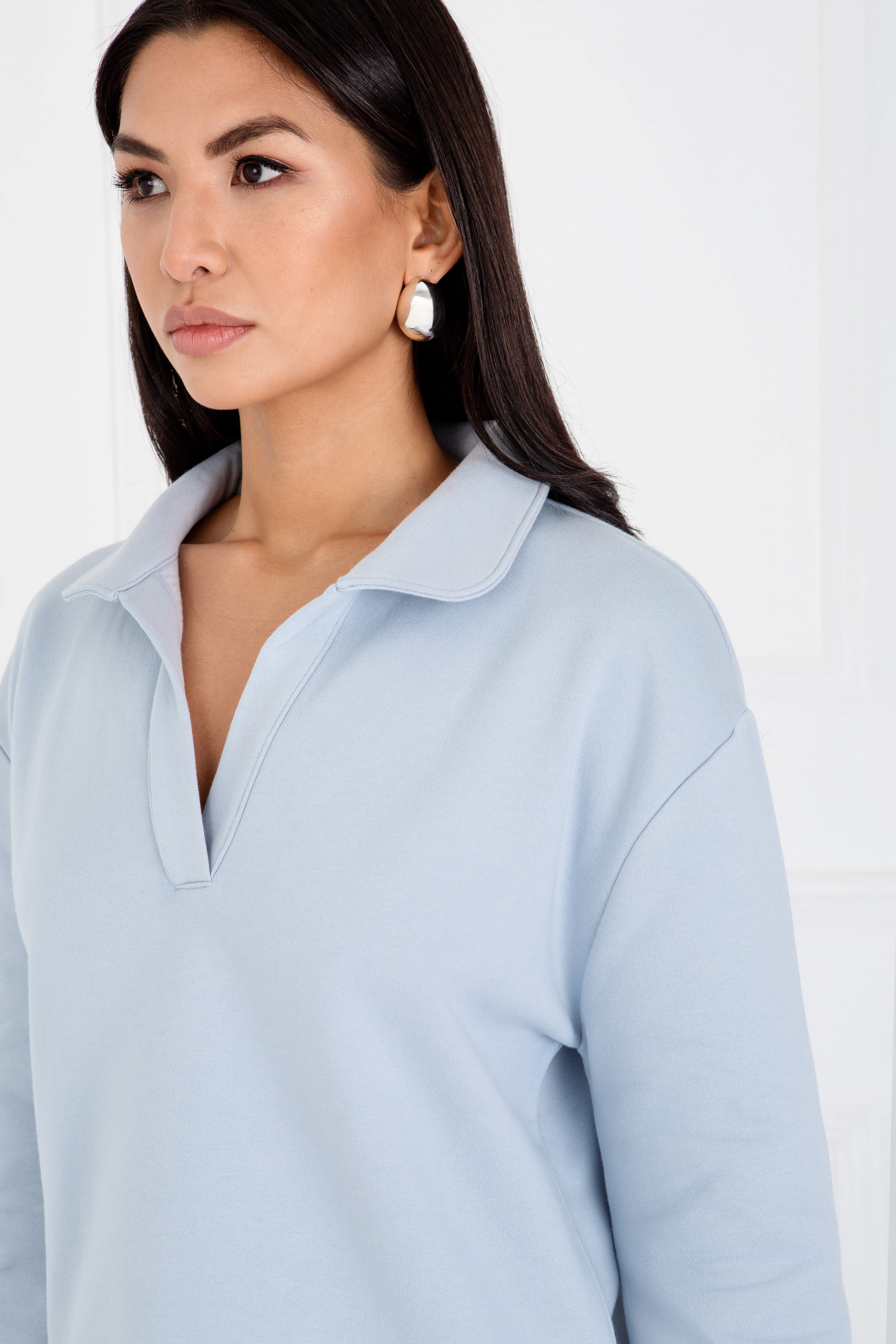 "The Jessie" - Collar Sweatshirt (Blue) - Image 4