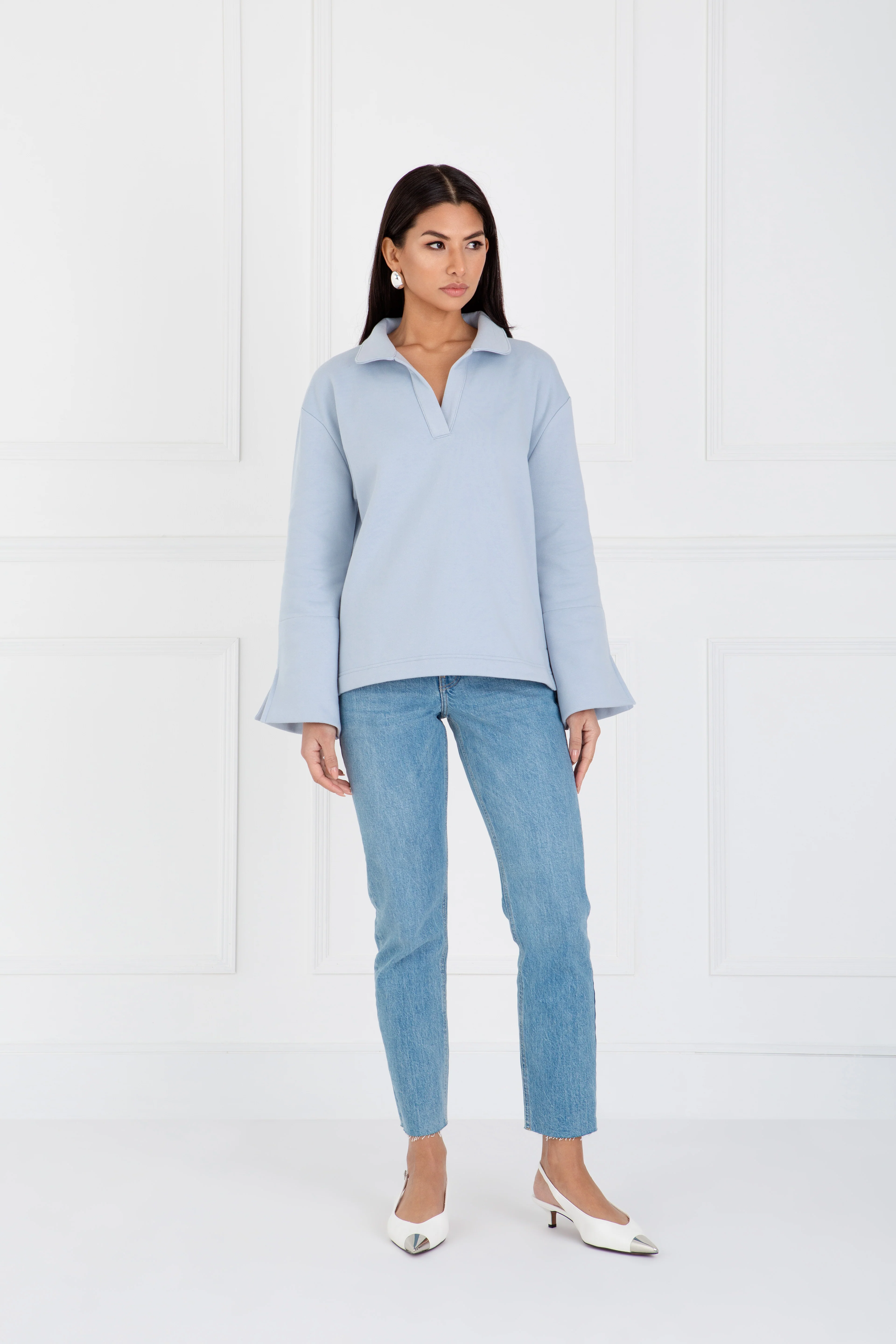 "The Jessie" - Collar Sweatshirt (Blue) - Image 5