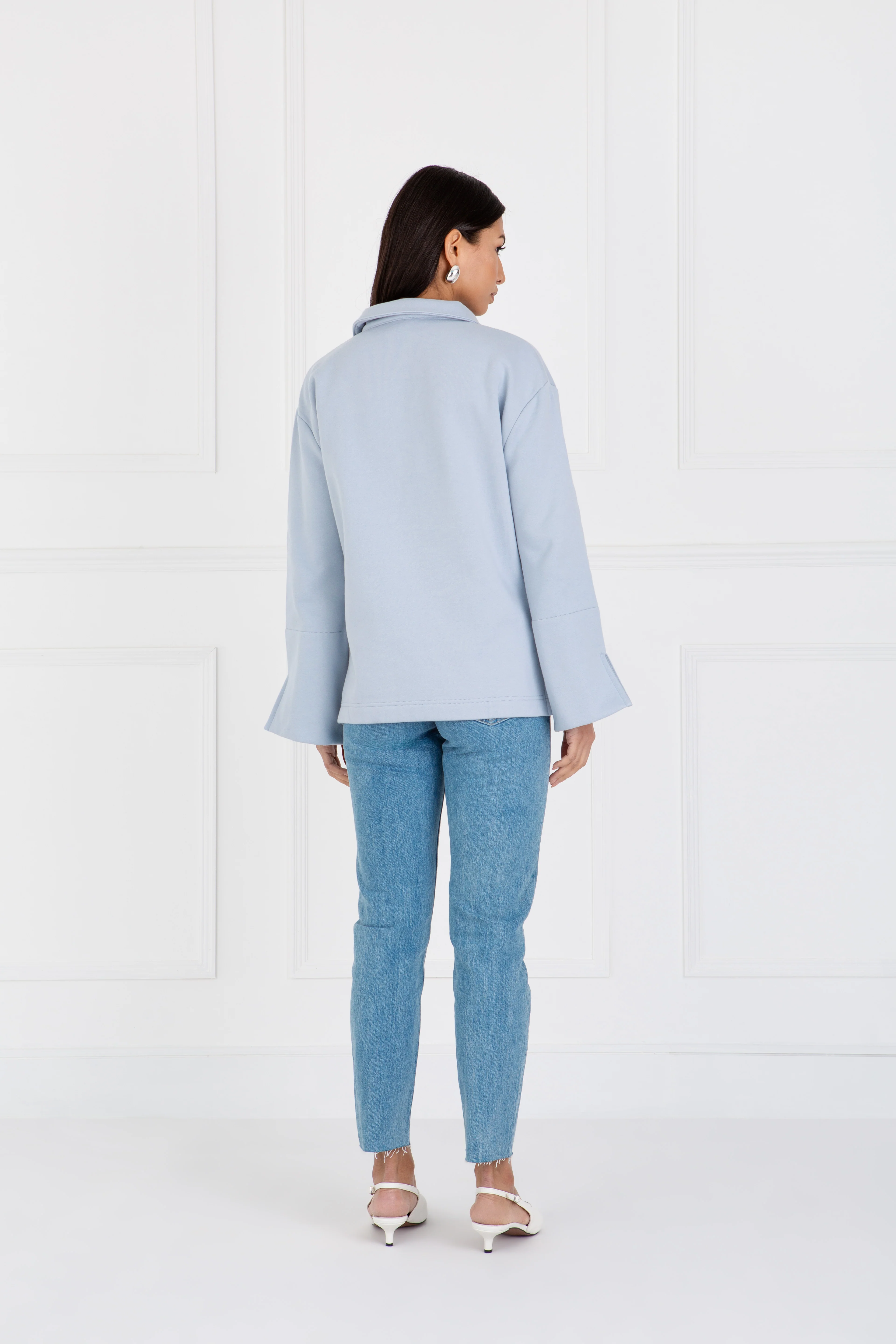 "The Jessie" - Collar Sweatshirt (Blue) - Image 6