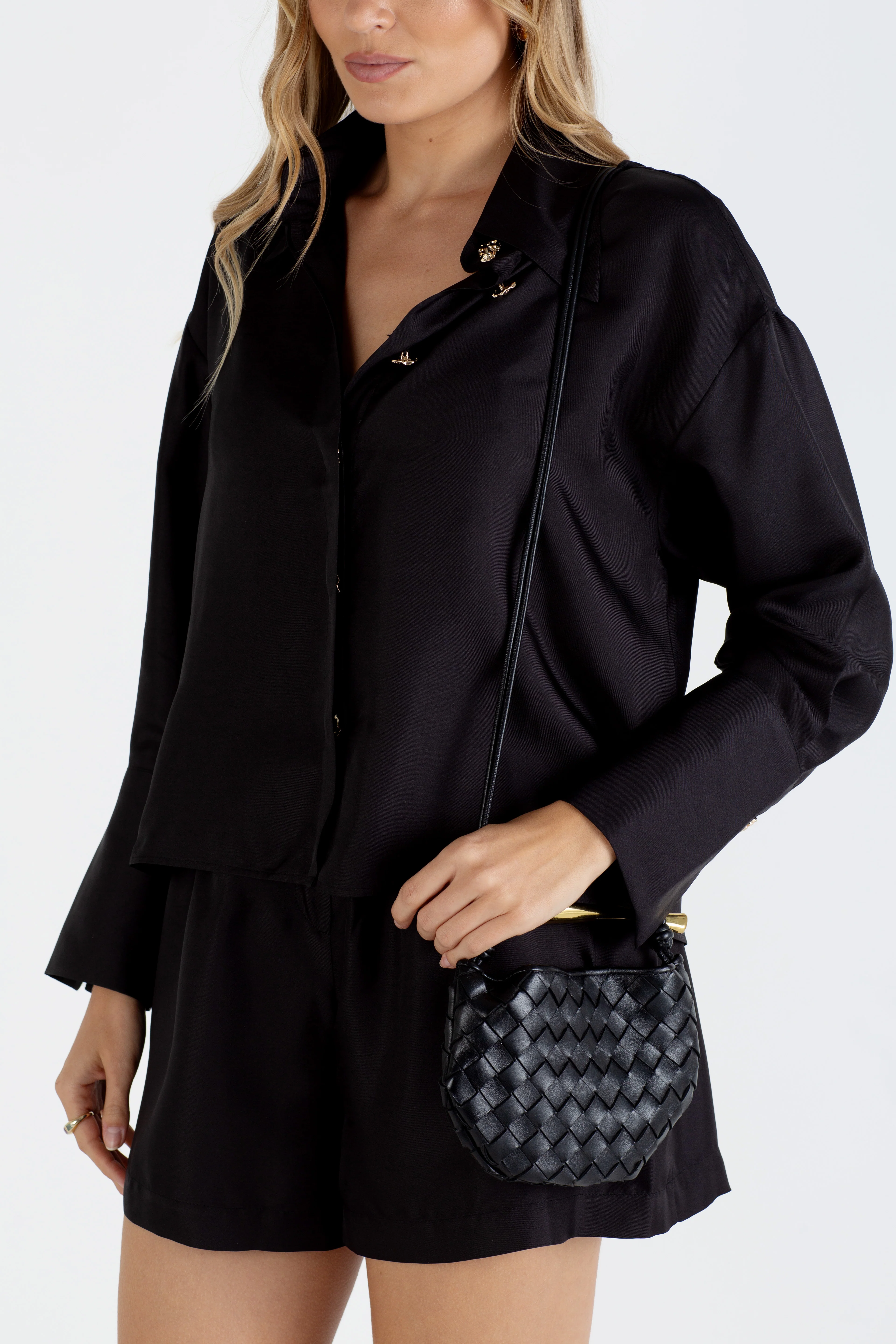 "The Laura" - Silk Shorts (Black) - Image 3