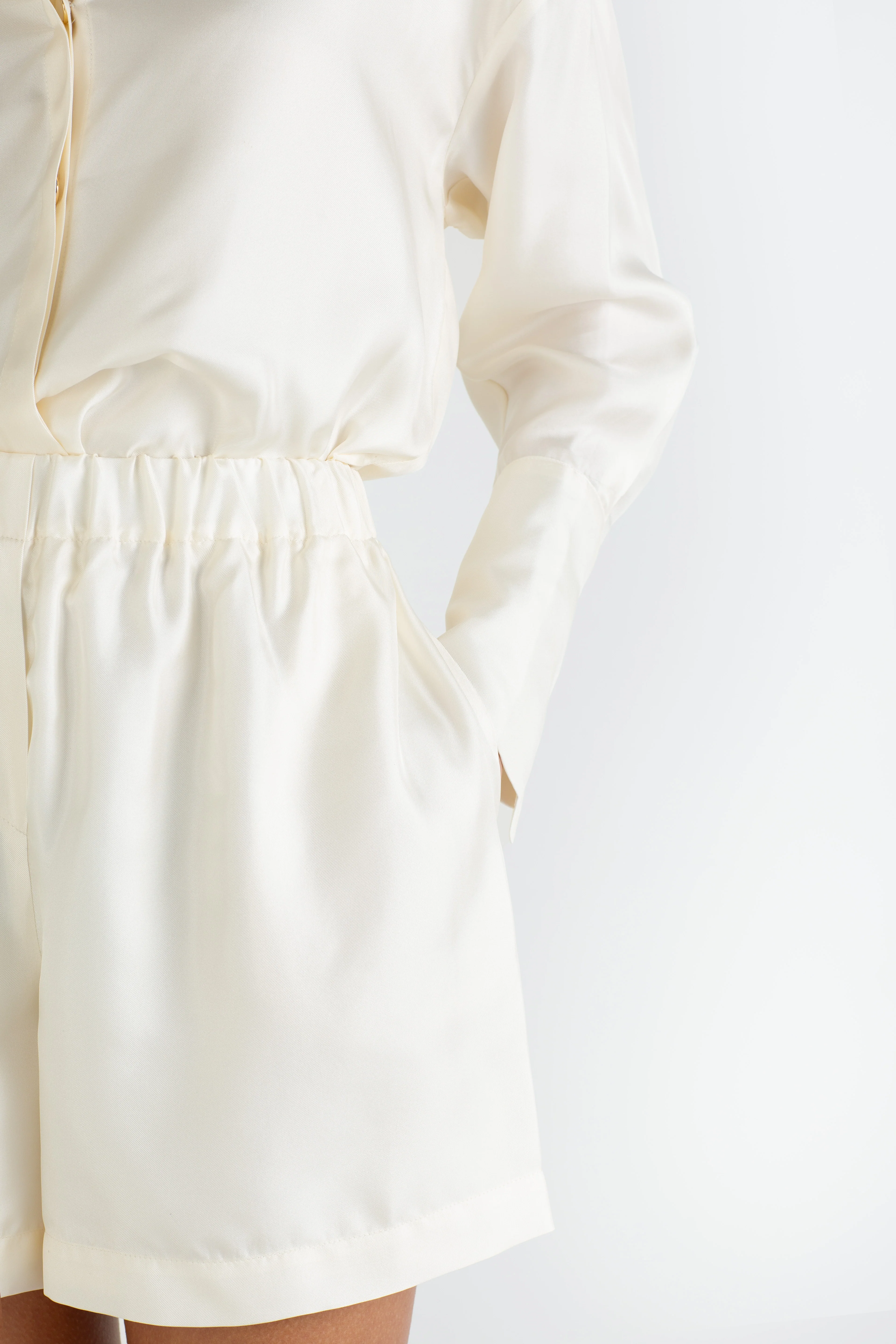 "The Laura" - Silk Shorts (Cream) - Image 4