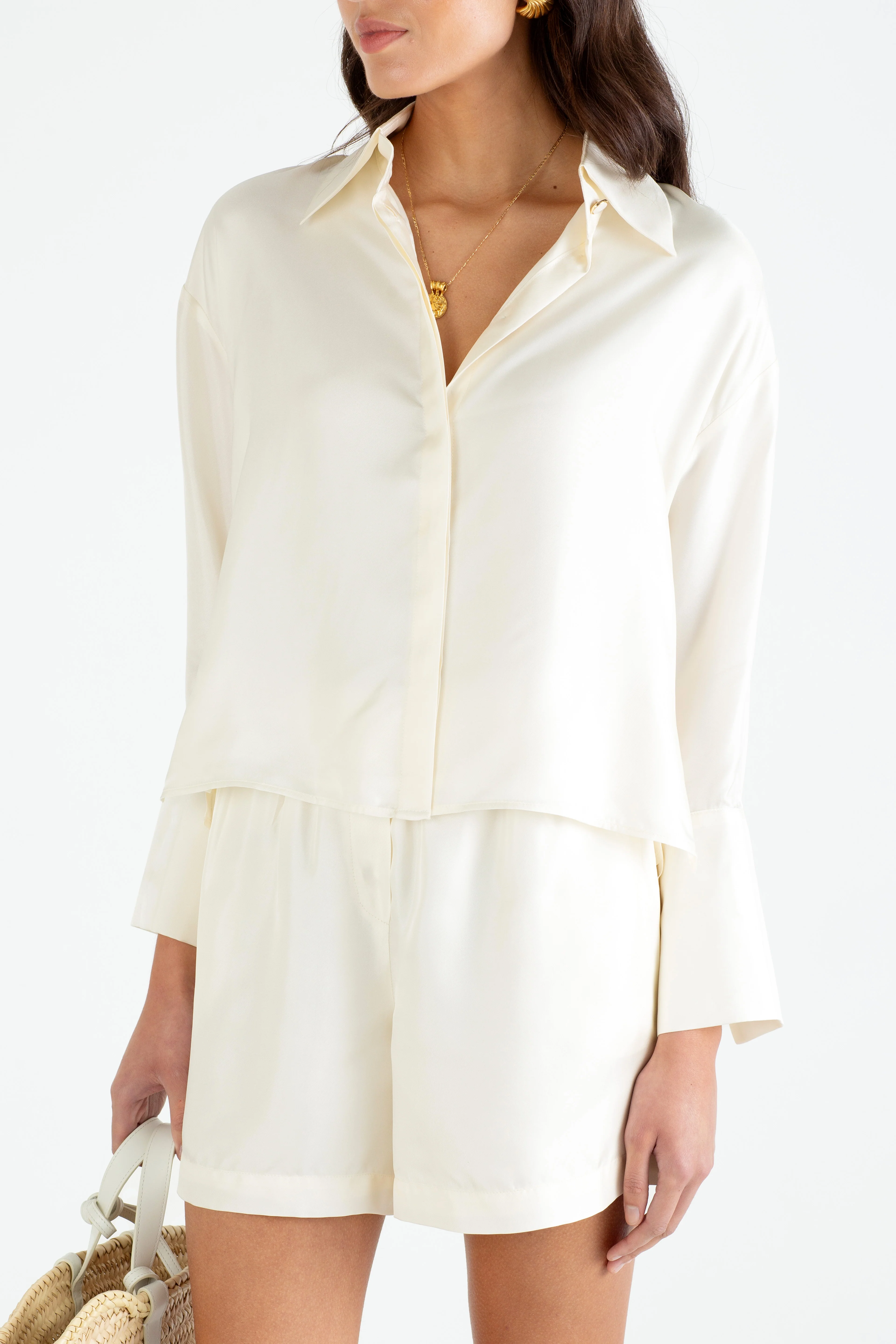 "The Laura" - Silk Shorts (Cream) - Image 5
