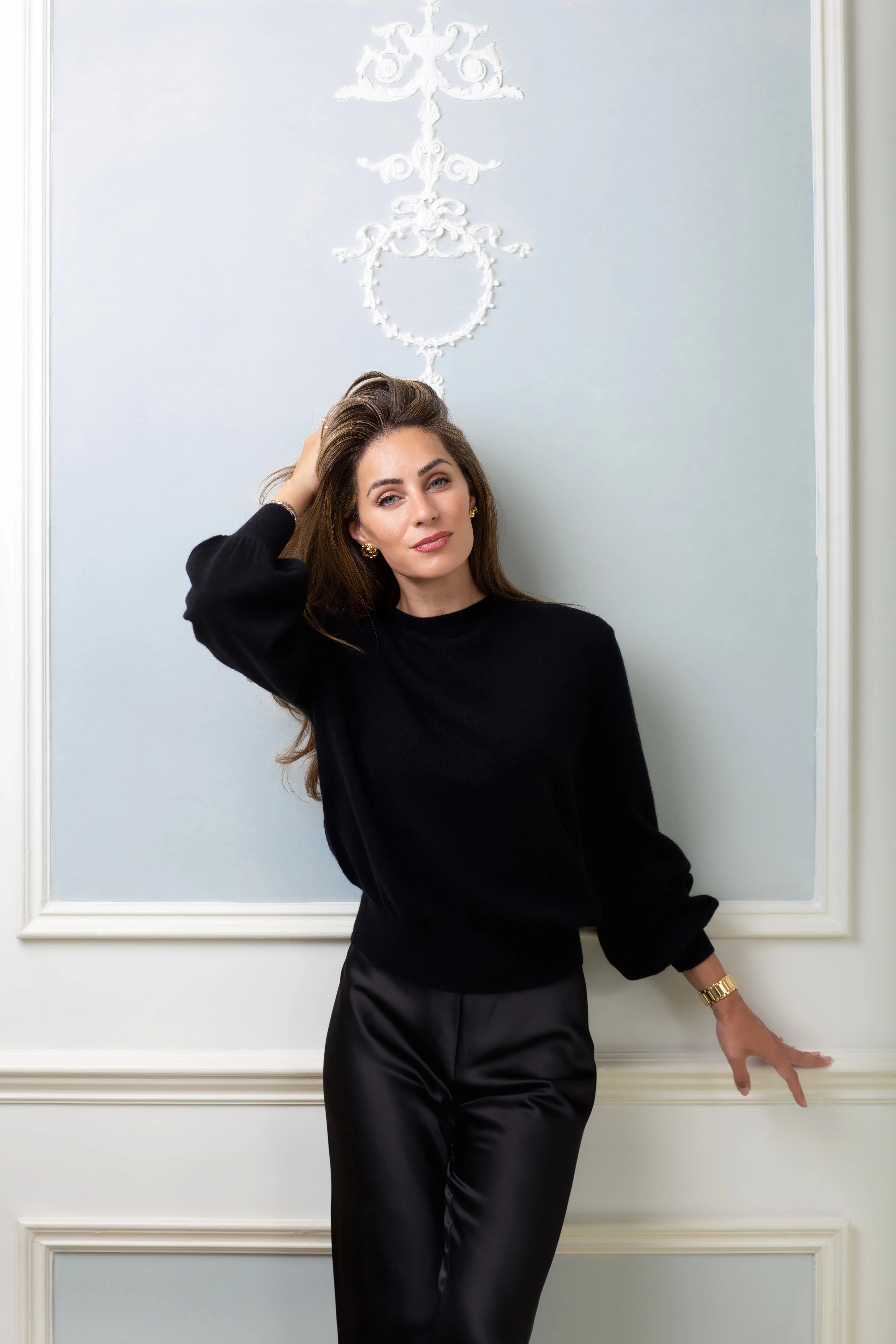 "The Lily" - Cashmere Bow Back Sweater (Black) - Image 3