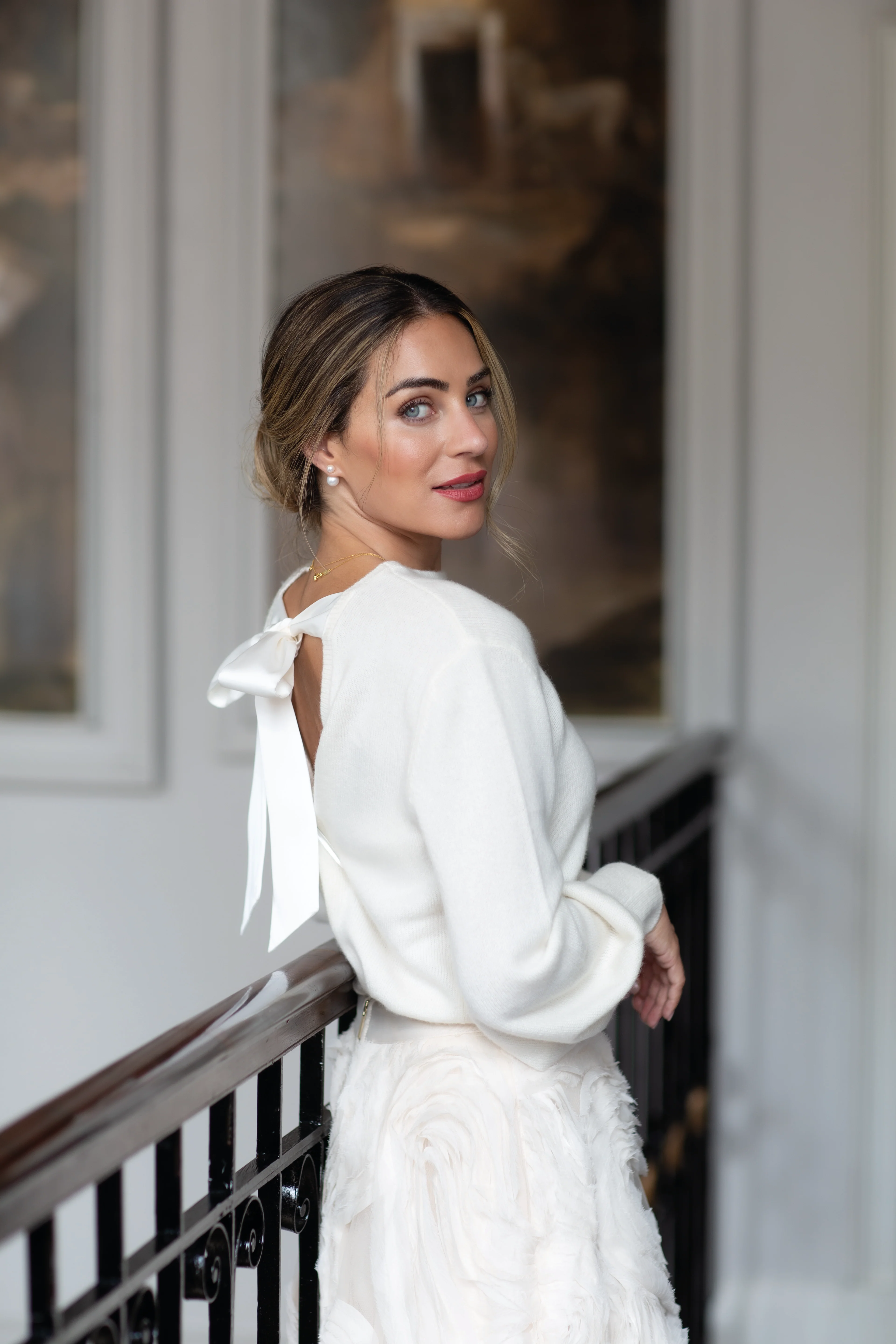 "The Lily" - Cashmere Bow Back Sweater (Cream) - Image 5