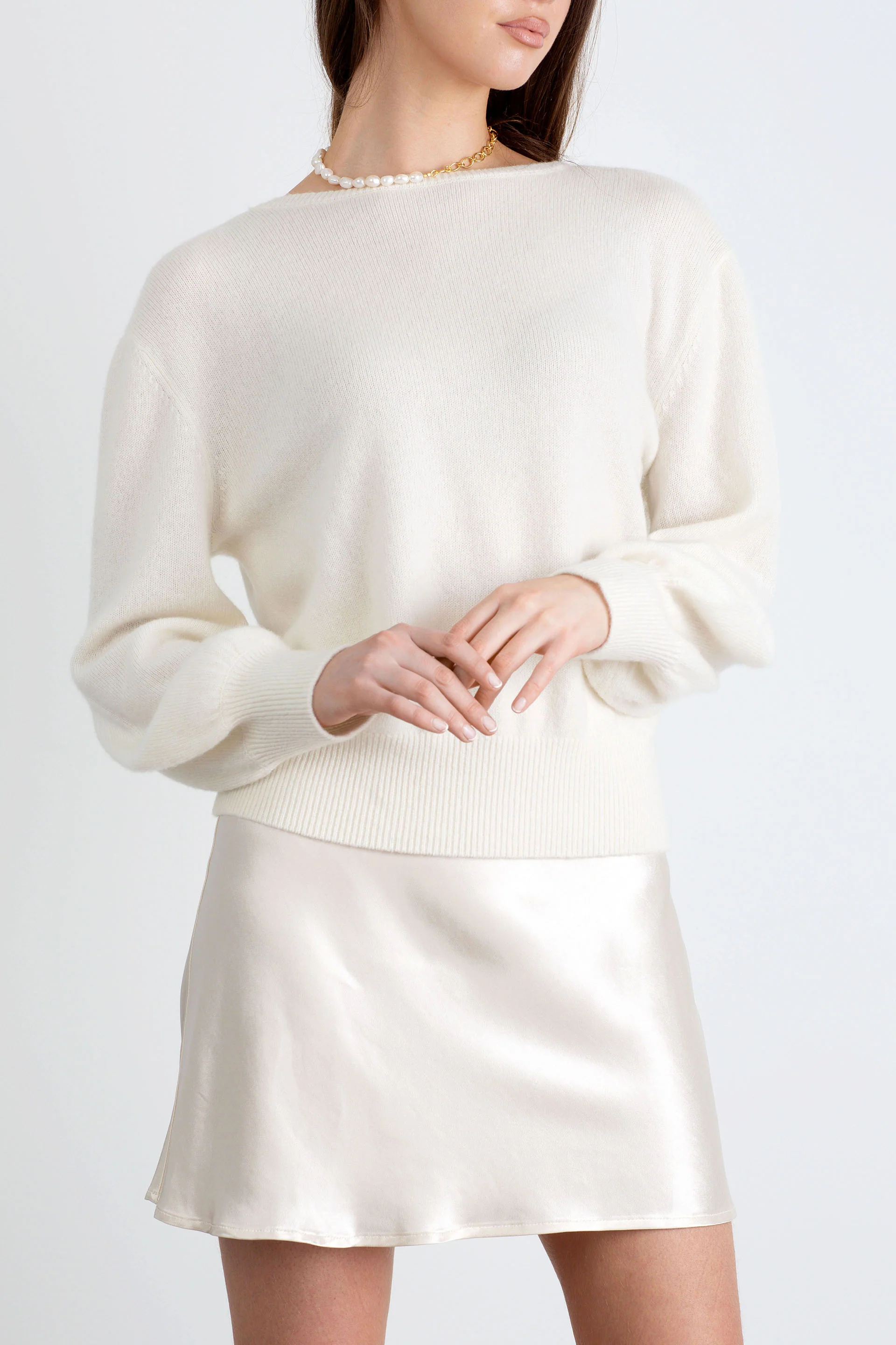 "The Lily" - Cashmere Bow Back Sweater (Cream) - Image 8