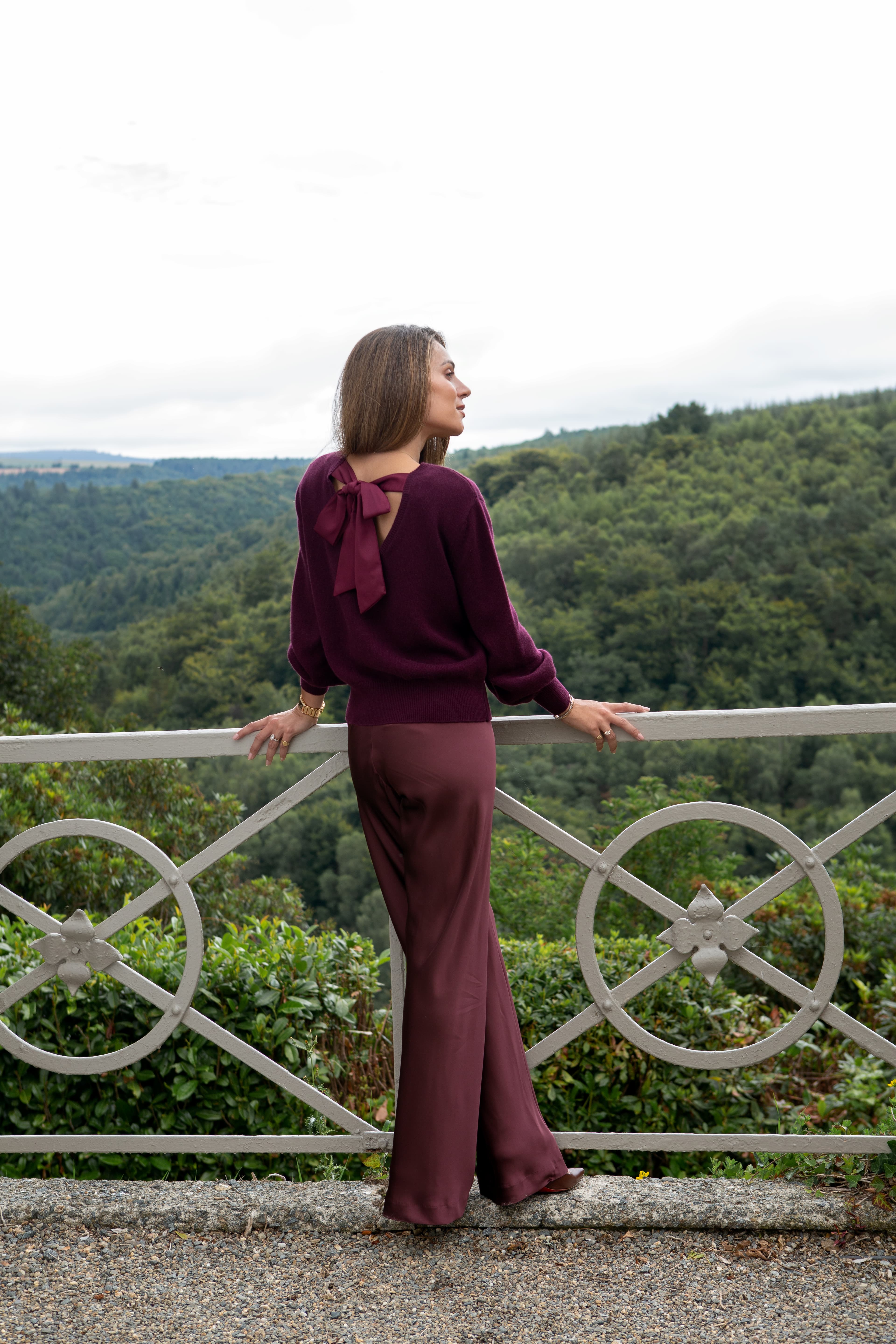 "The Lily" - Cashmere Bow Back Sweater (Plum) - Image 4