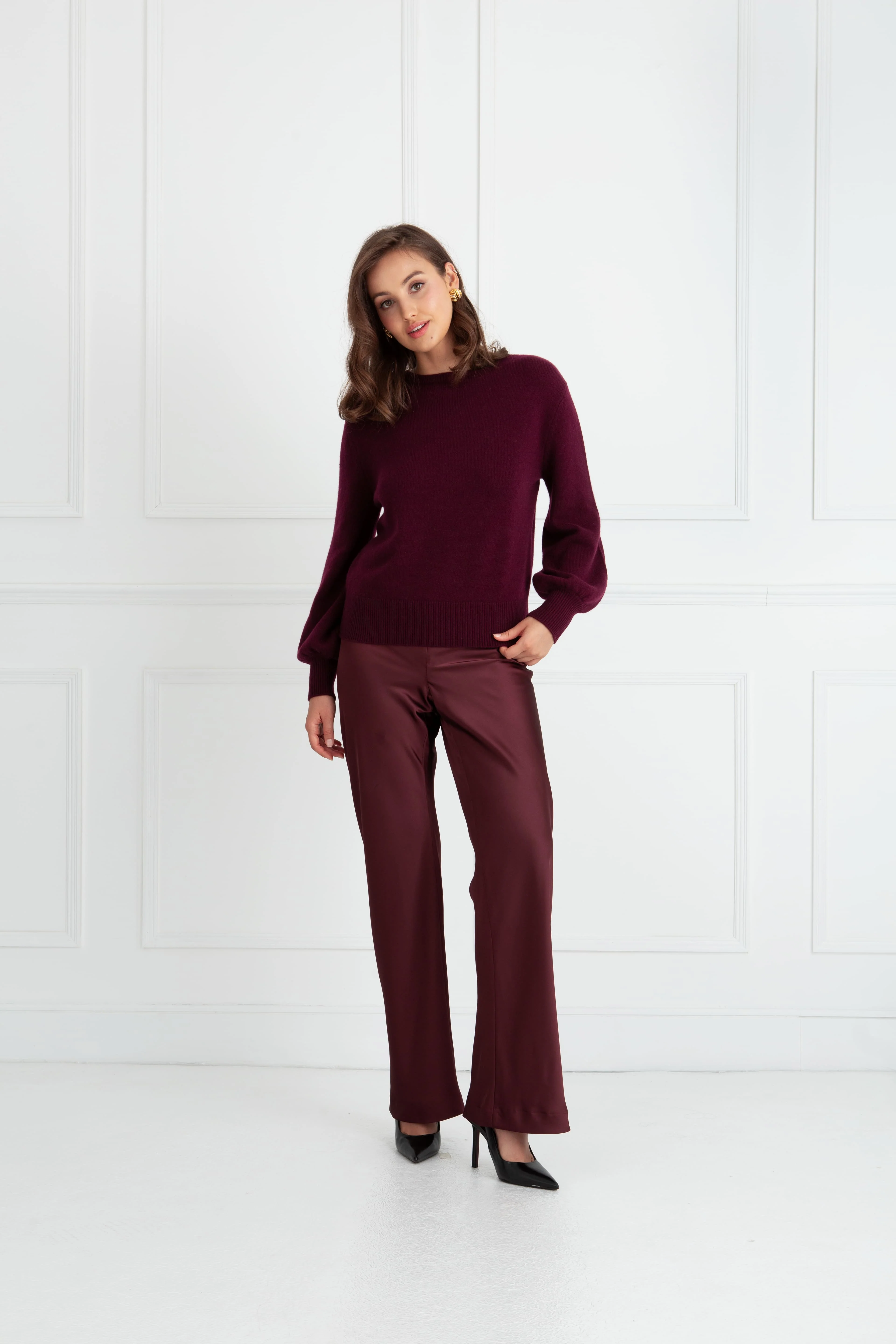"The Lily" - Cashmere Bow Back Sweater (Plum) - Image 6