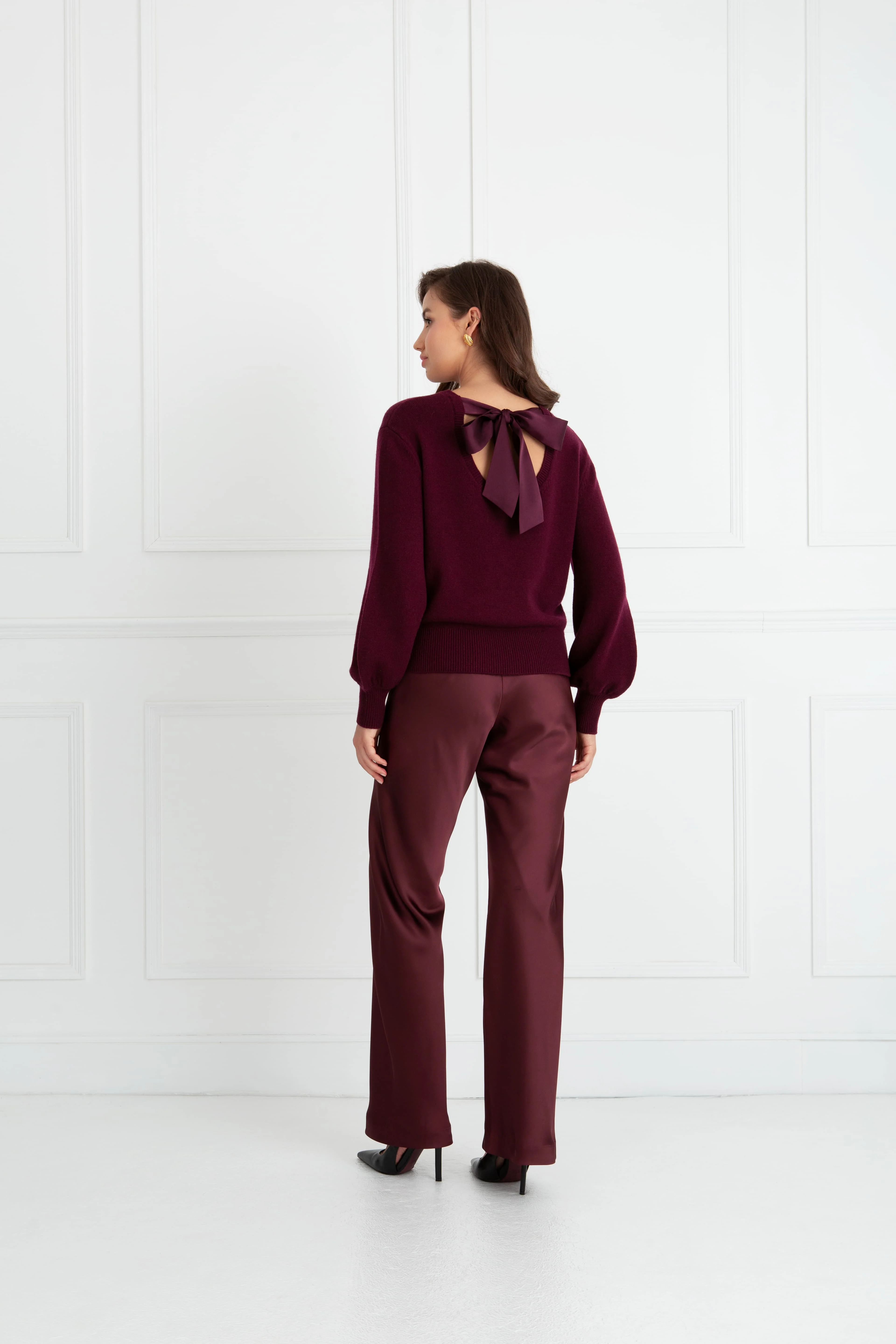 "The Lily" - Cashmere Bow Back Sweater (Plum) - Image 7