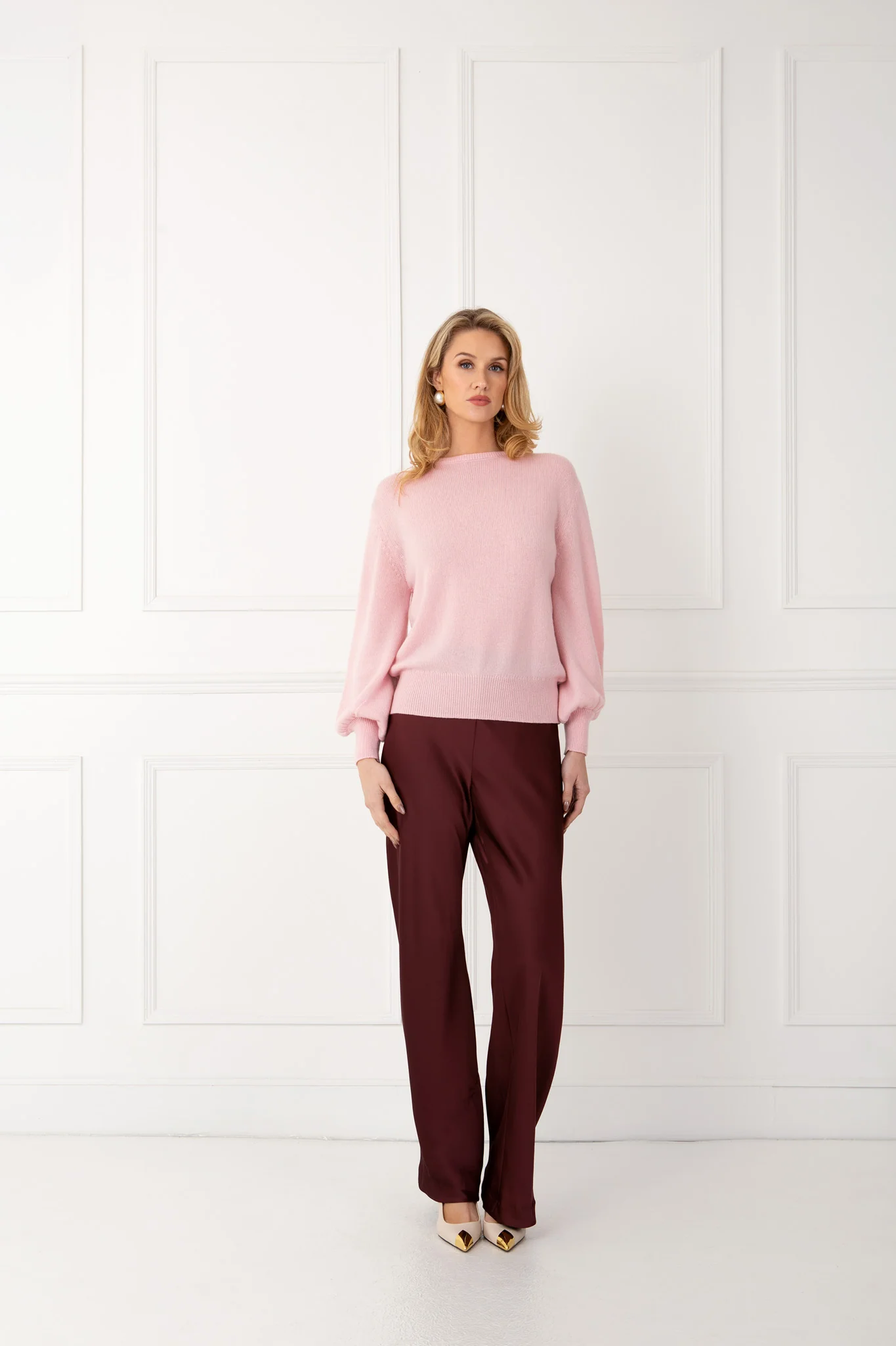 "The Lily" - Cashmere Bow Back Sweater (Soft Pink) - Image 4