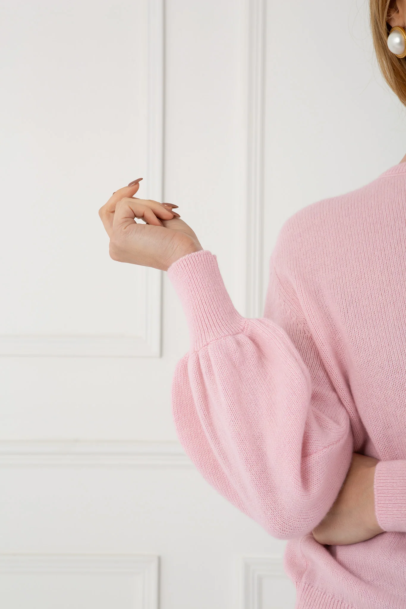 "The Lily" - Cashmere Bow Back Sweater (Soft Pink) - Image 9