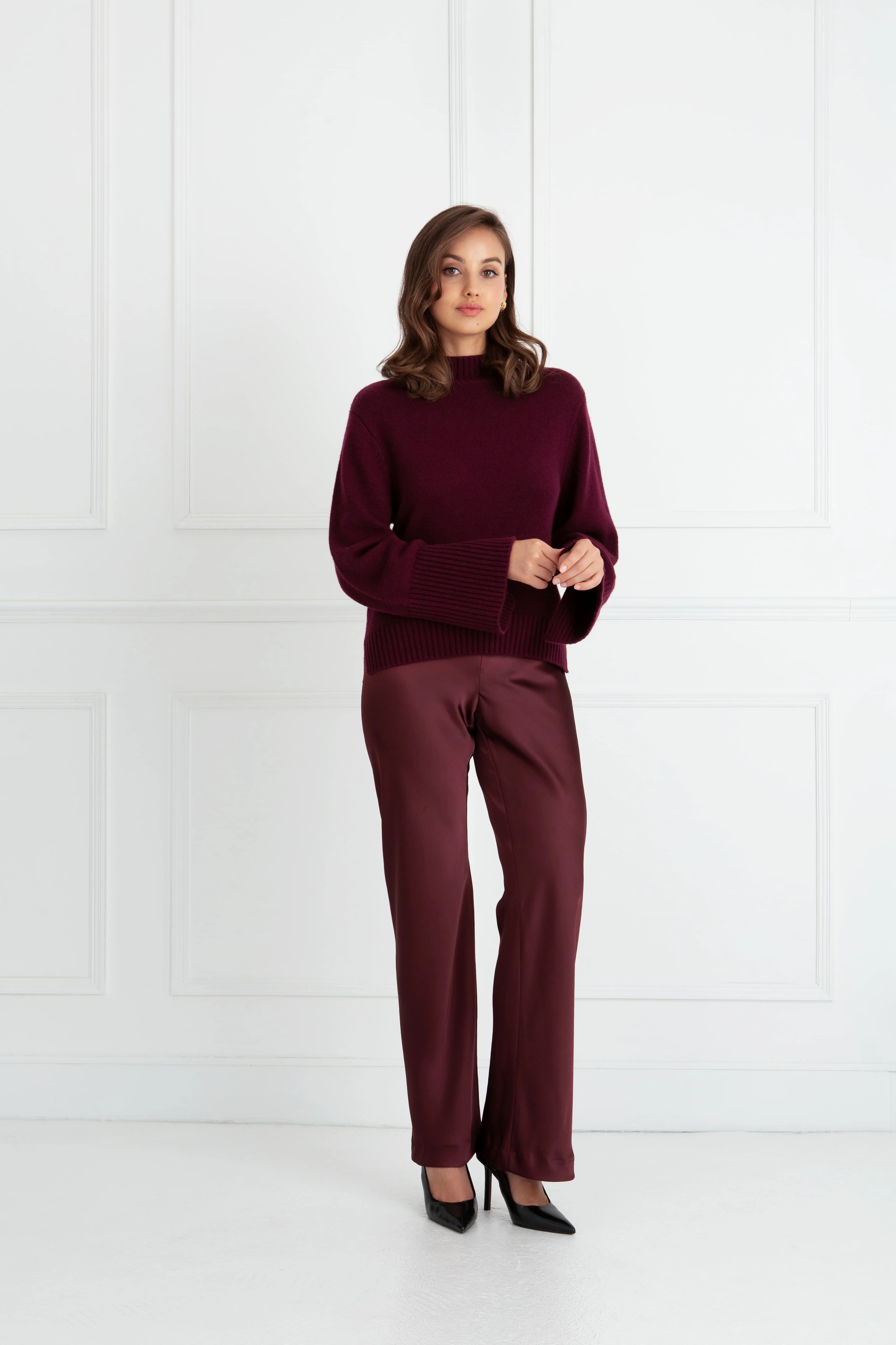 "The Maire" - Polo Knit Sweater (Plum) - Image 5