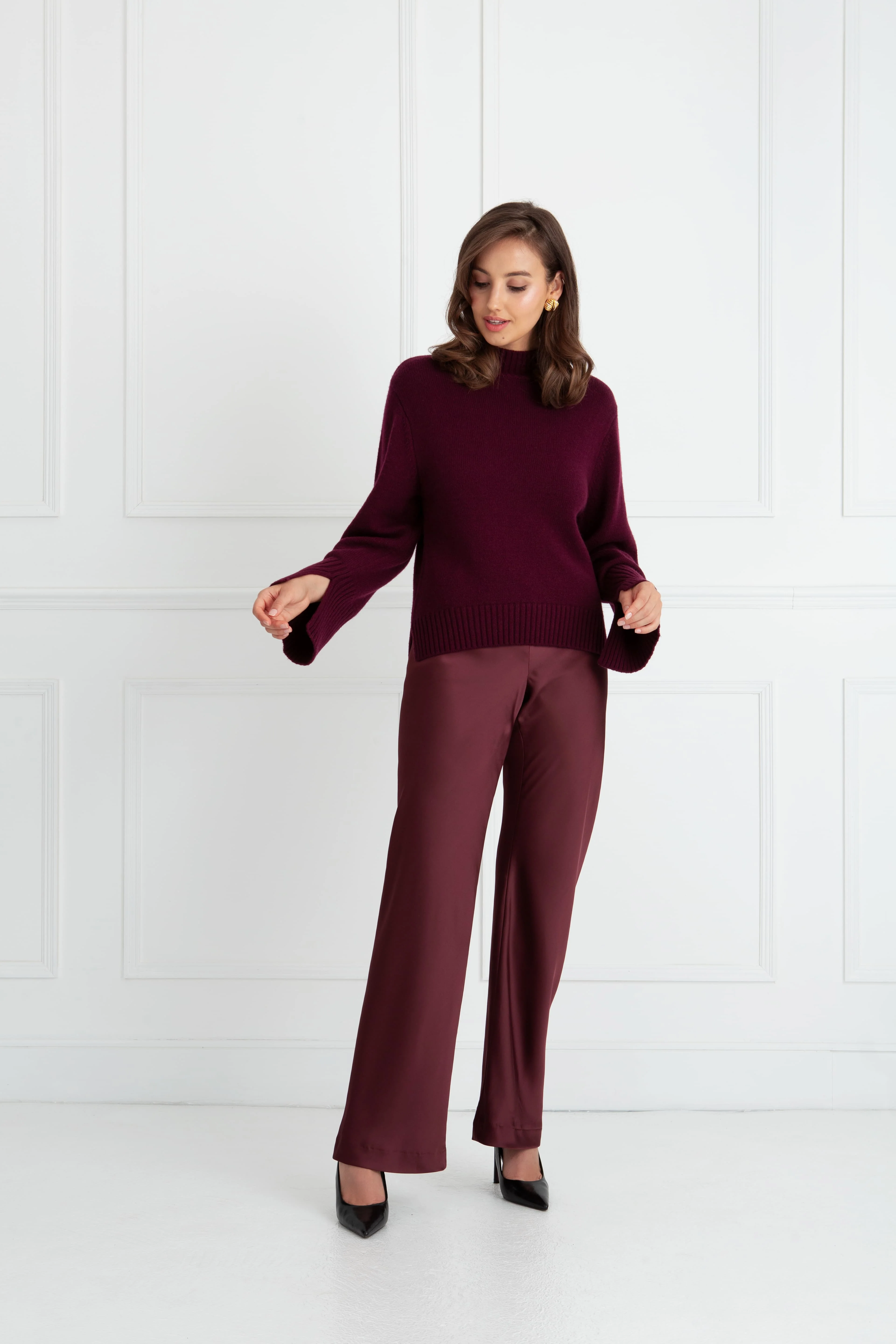 "The Maire" - Polo Knit Sweater (Plum) - Image 6