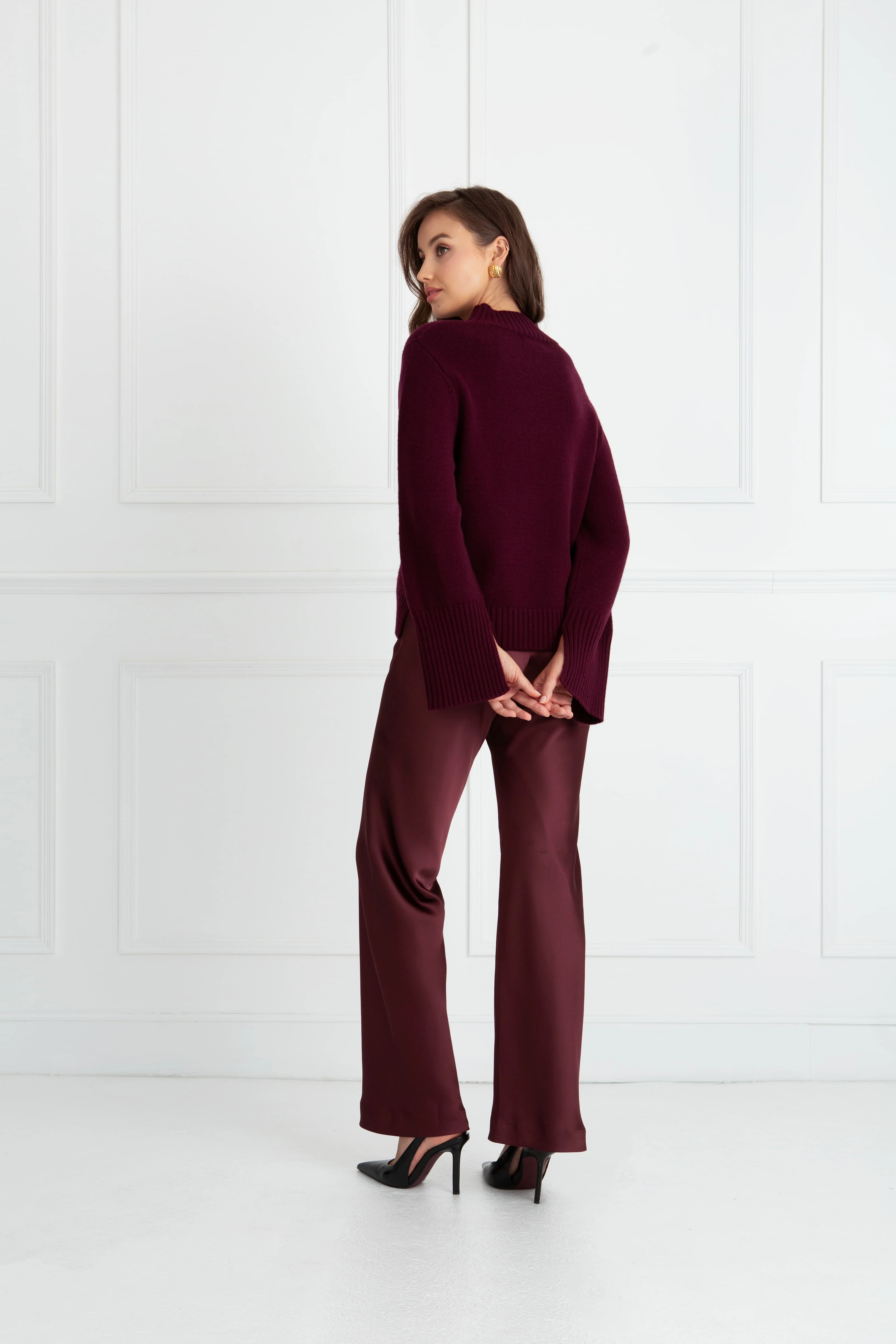 "The Maire" - Polo Knit Sweater (Plum) - Image 7