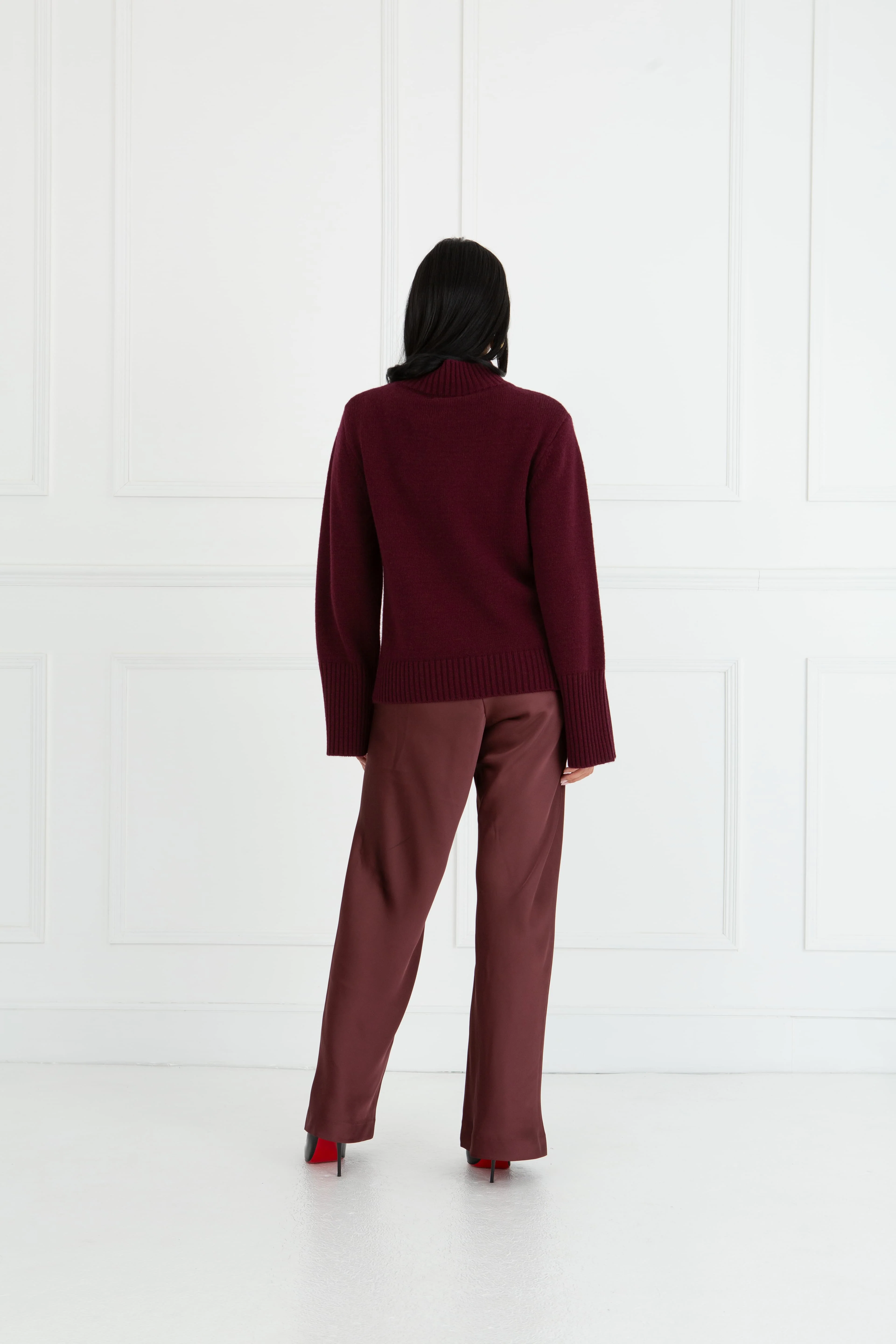"The Maire" - Polo Knit Sweater (Plum) - Image 8