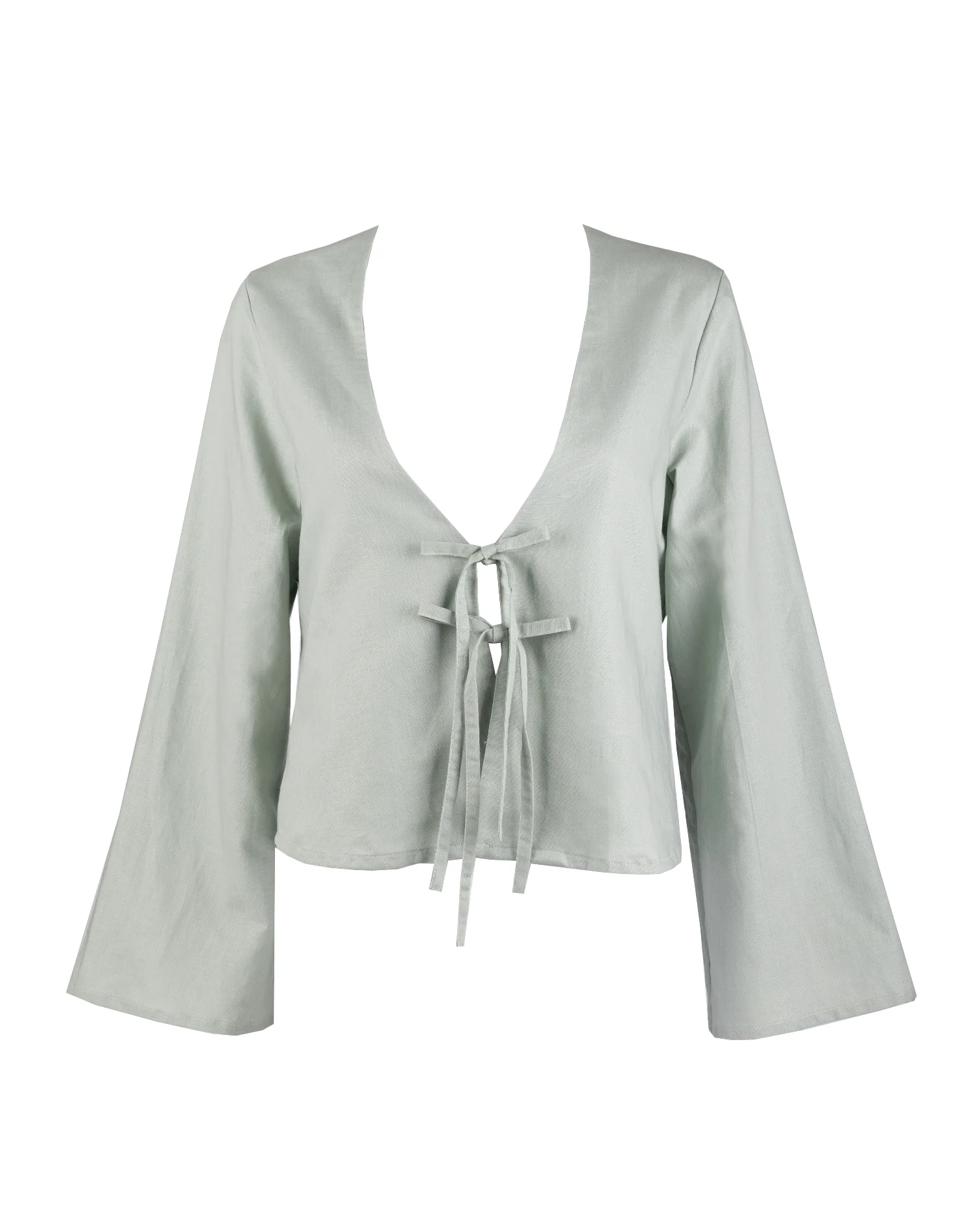 "The Melanie" - Linen Tie Top (Pistachio) - Image 7