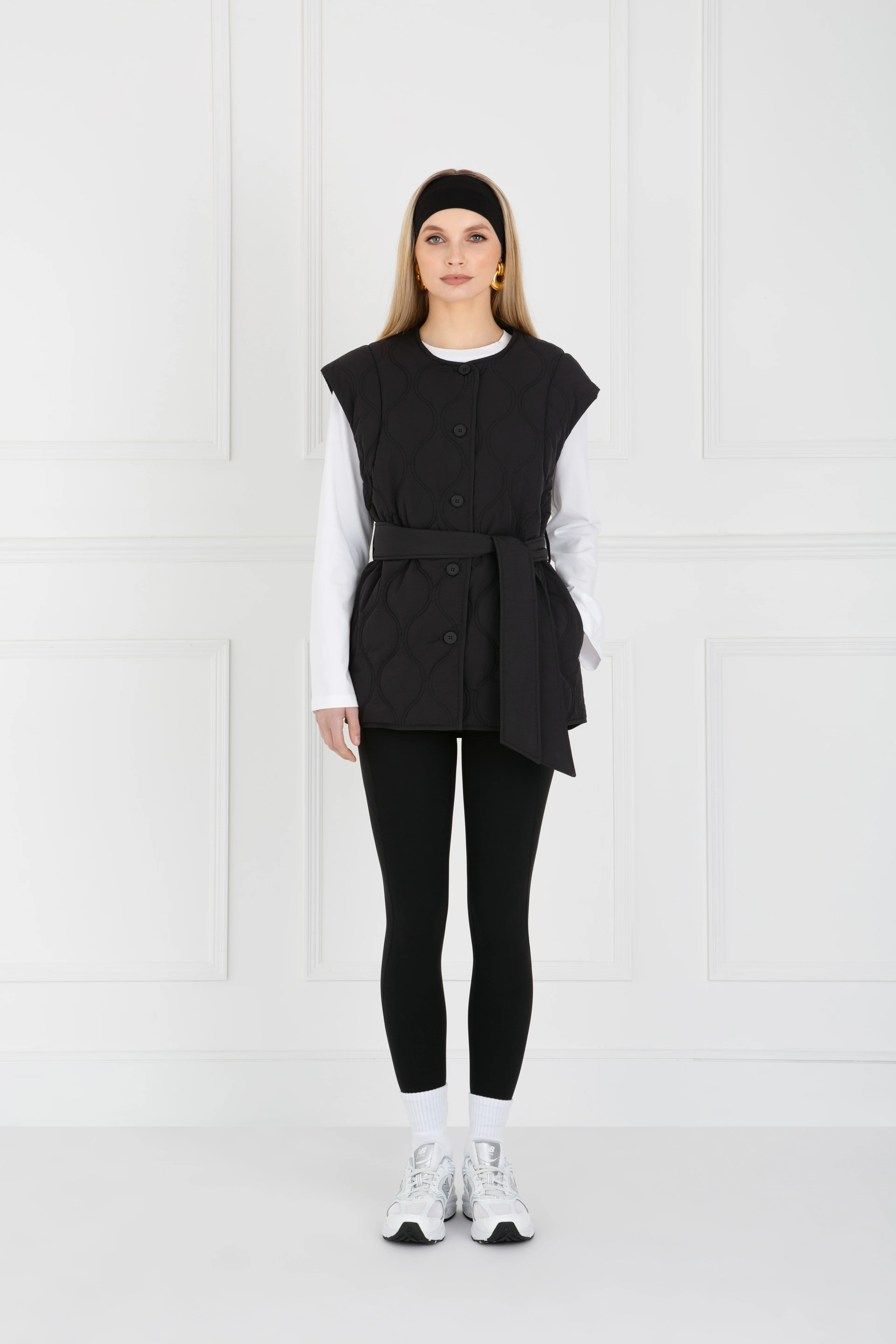 "The Nicola" - Quilted Gilet Jacket (Black) - Image 3