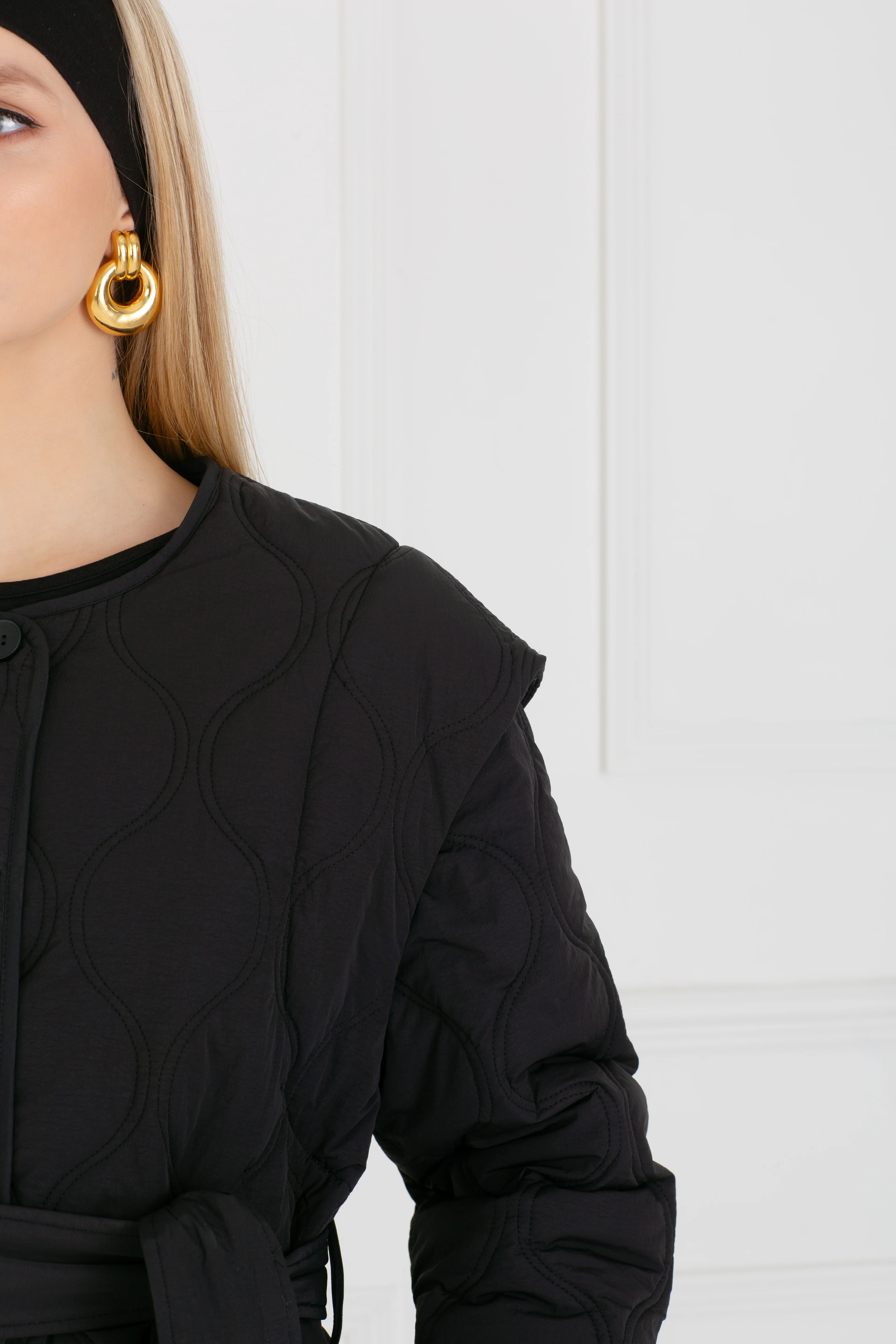 "The Nicola" - Quilted Gilet Jacket (Black) - Image 4