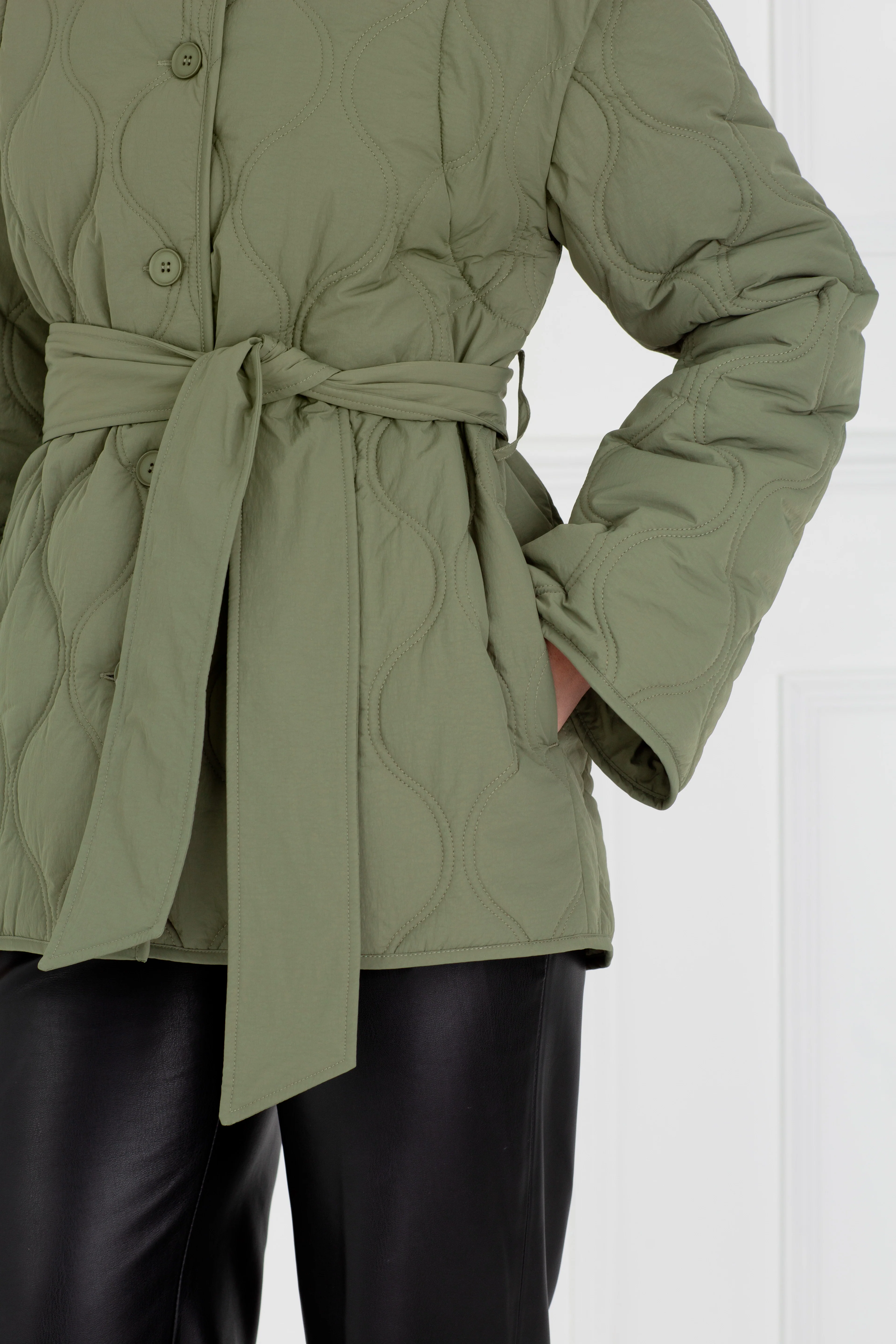 "The Nicola" - Quilted Gilet Jacket (Khaki) - Image 5