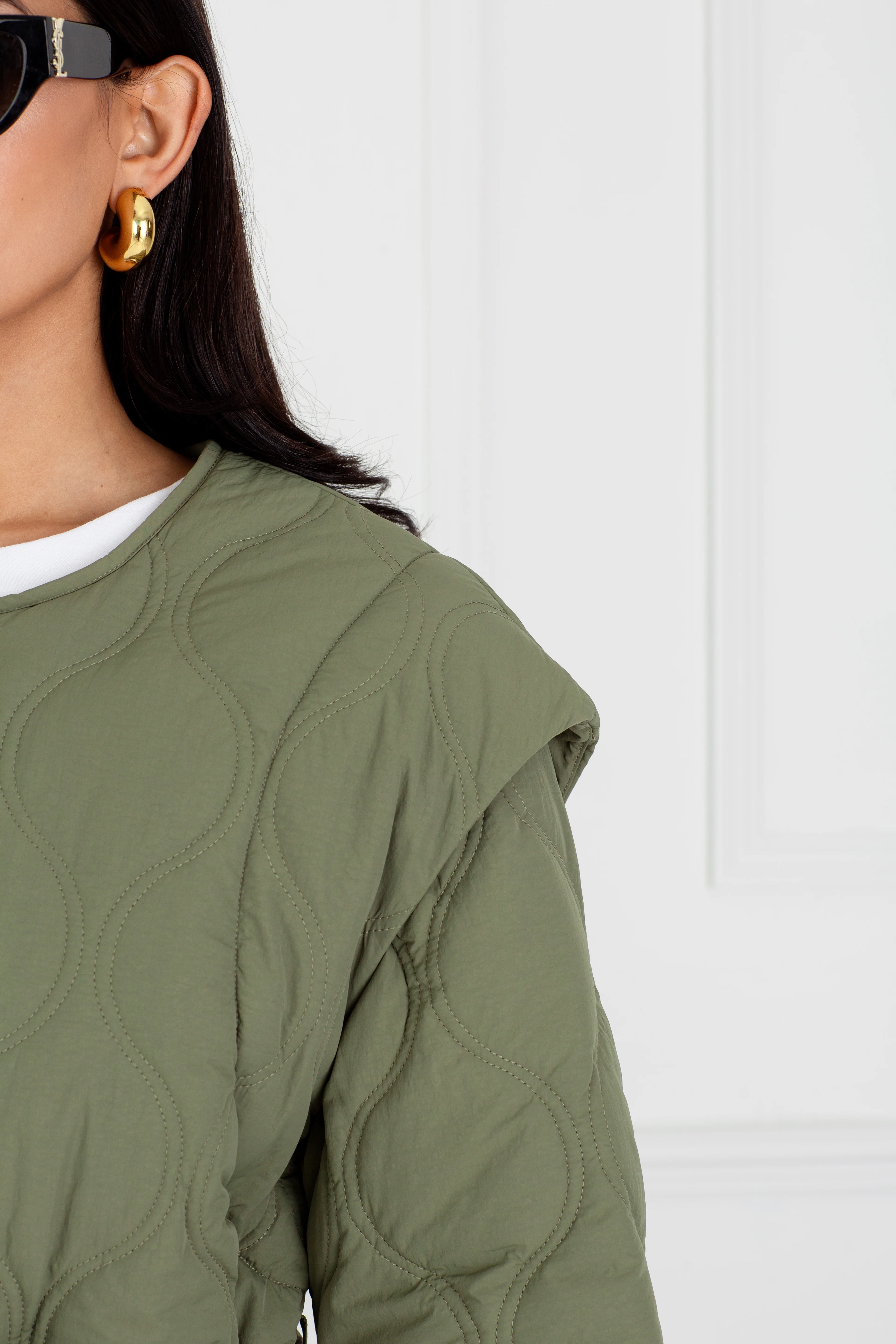 "The Nicola" - Quilted Gilet Jacket (Khaki) - Image 6