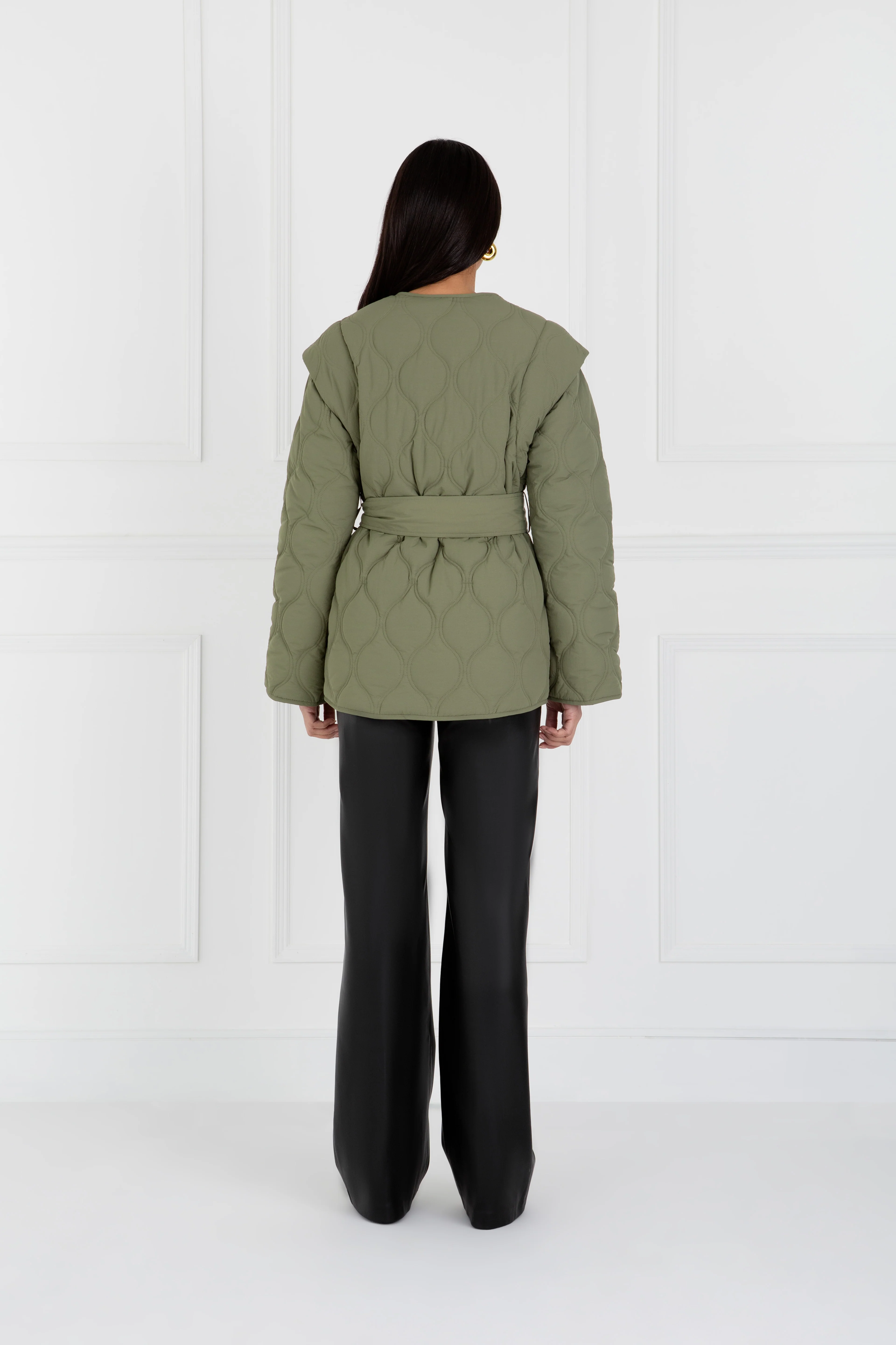 "The Nicola" - Quilted Gilet Jacket (Khaki) - Image 7