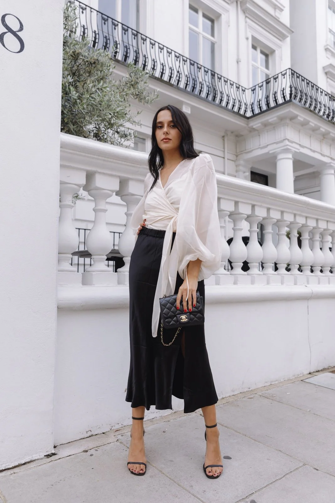 "The Orla" - Satin Midi Skirt (Black) - Image 3