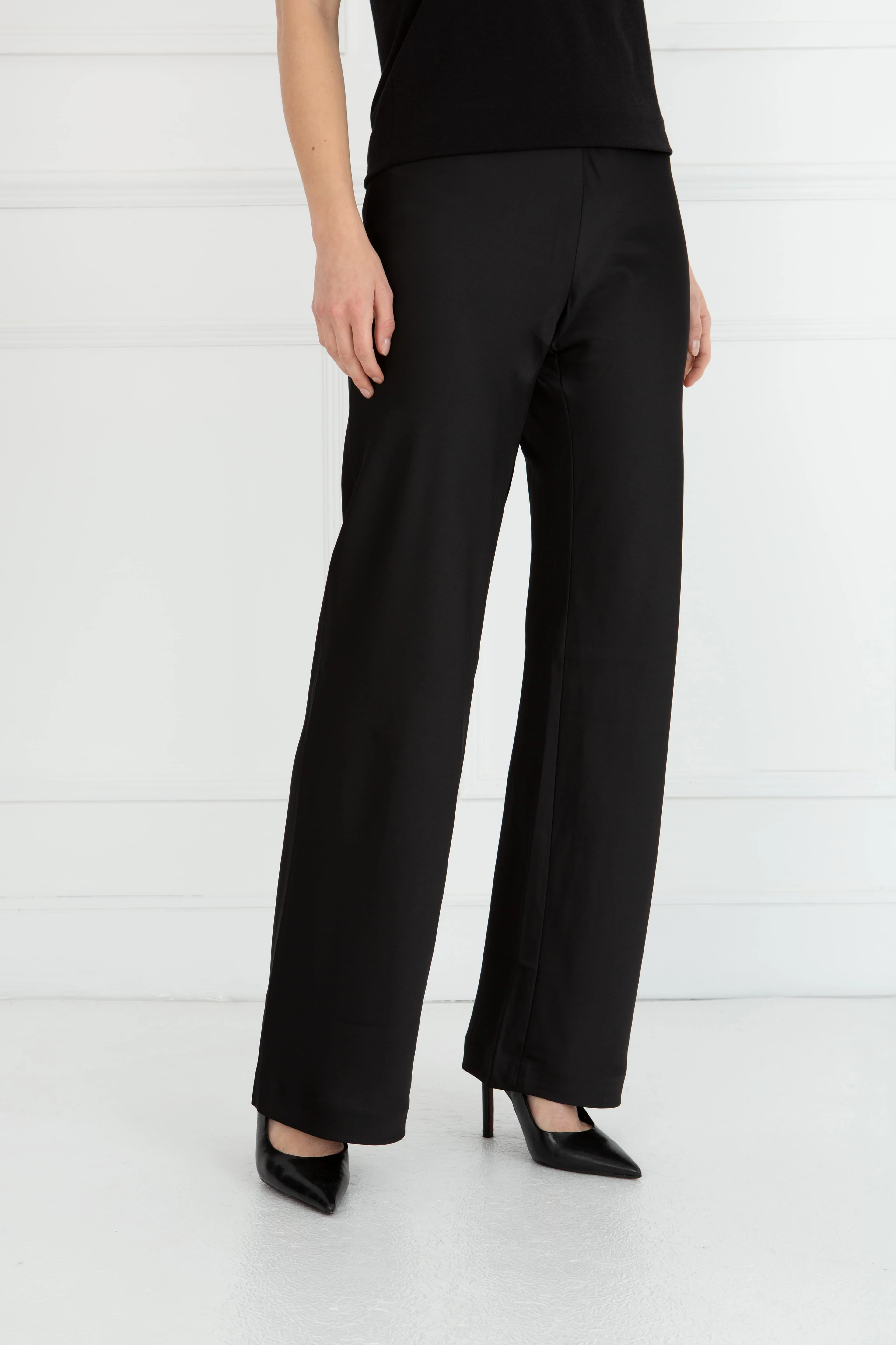 "The Sandra" - Satin Trousers Fuller Length (Black) - Image 3