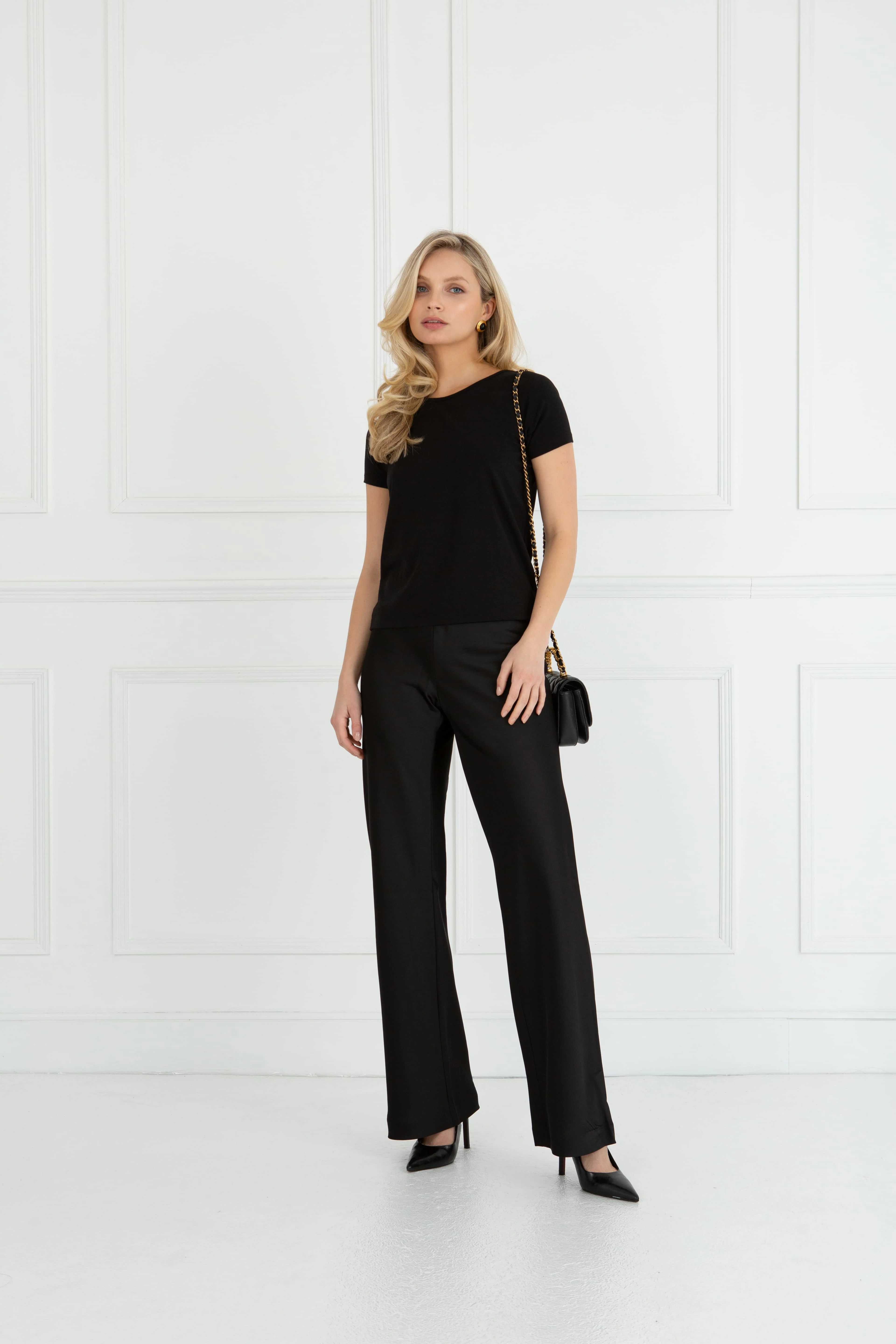 "The Sandra" - Satin Trousers Fuller Length (Black) - Image 8
