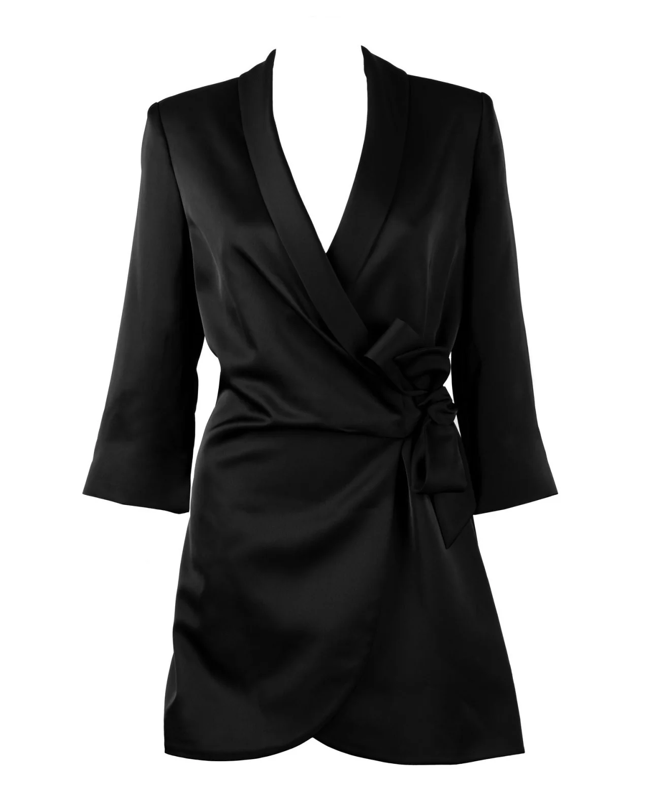 "The Sarah" Wrap Blazer Dress (Black) - Image 6