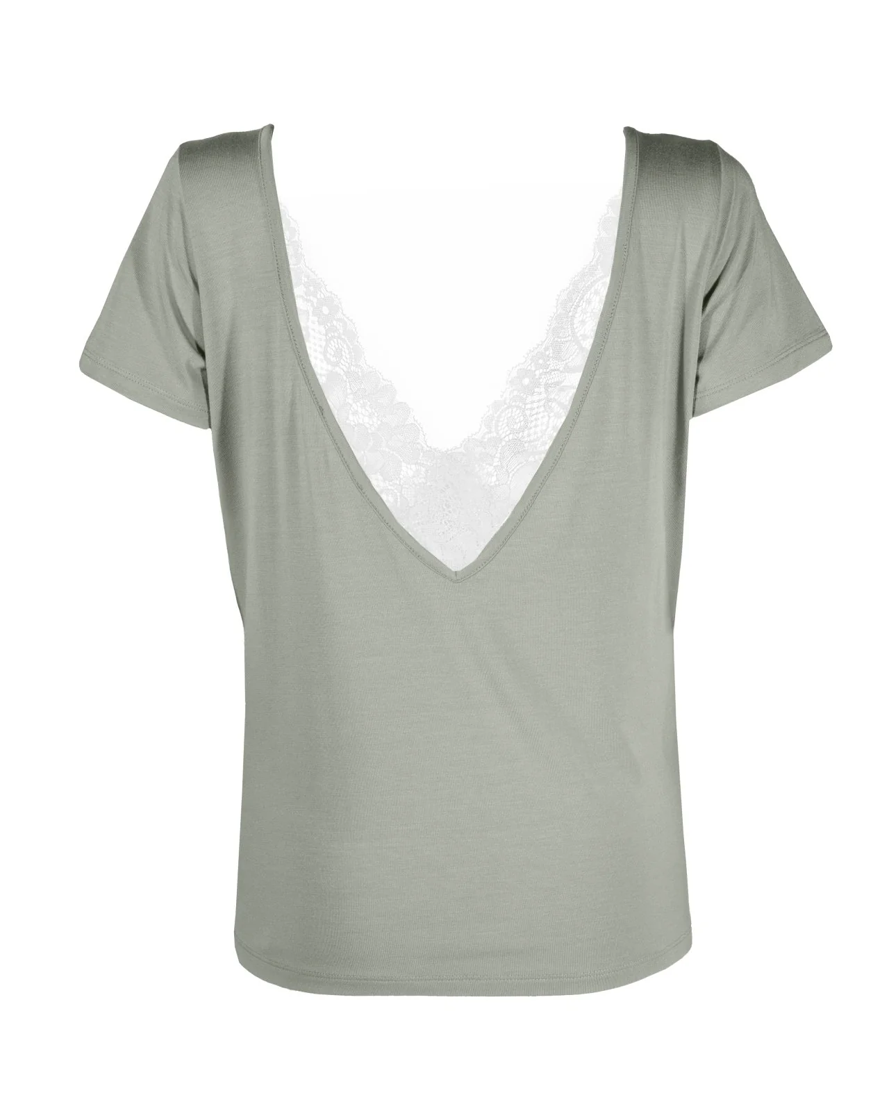 "The Sophie" - Lace Back Detail Round Neck T-shirt (Pistachio) - Image 8