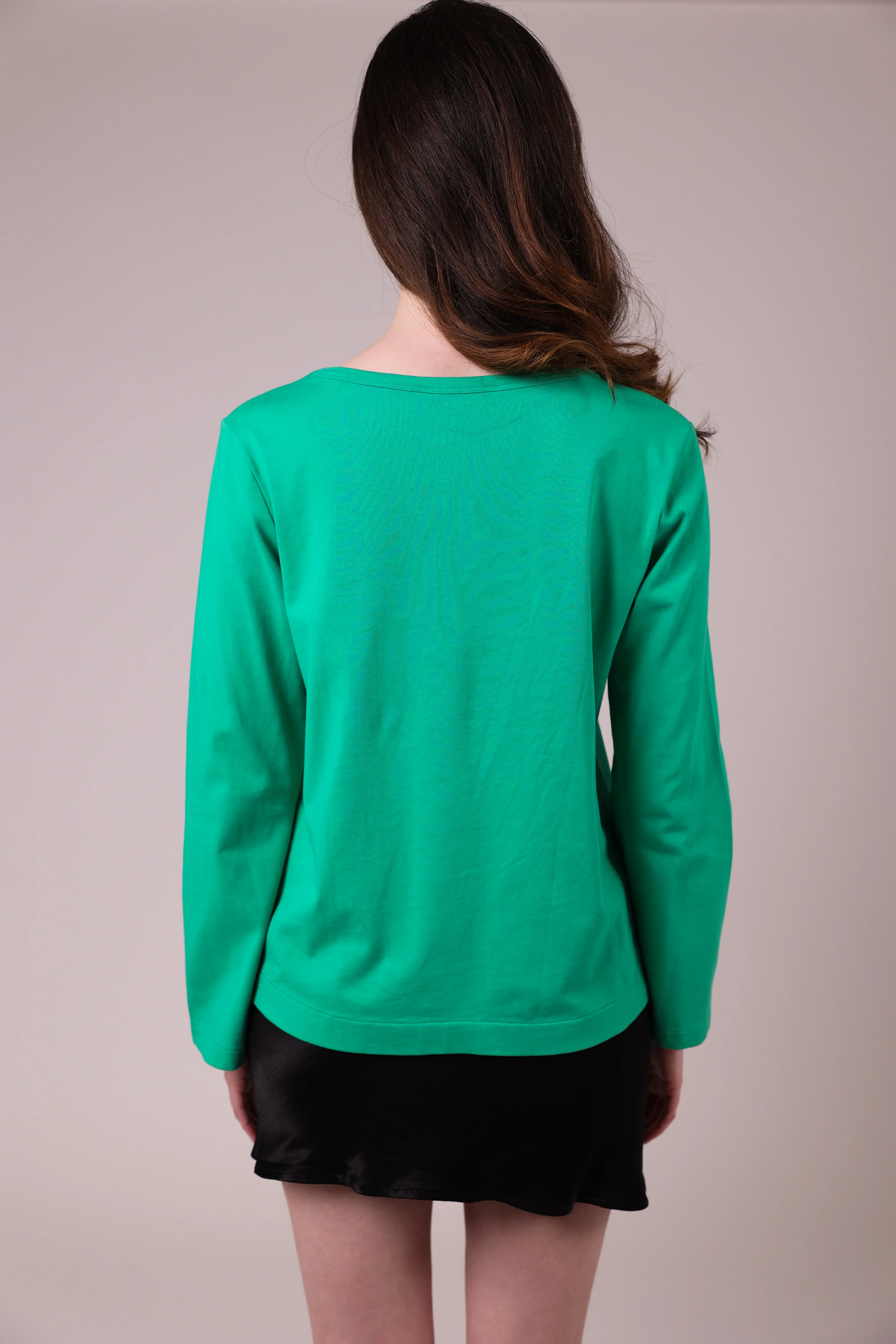 "The Stefanie Longsleeve"- Boyfriend Cut Out T-shirt (Green) - Image 3