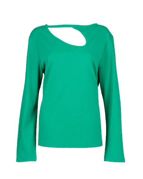 "The Stefanie Longsleeve"- Boyfriend Cut Out T-shirt (Green) - Image 5