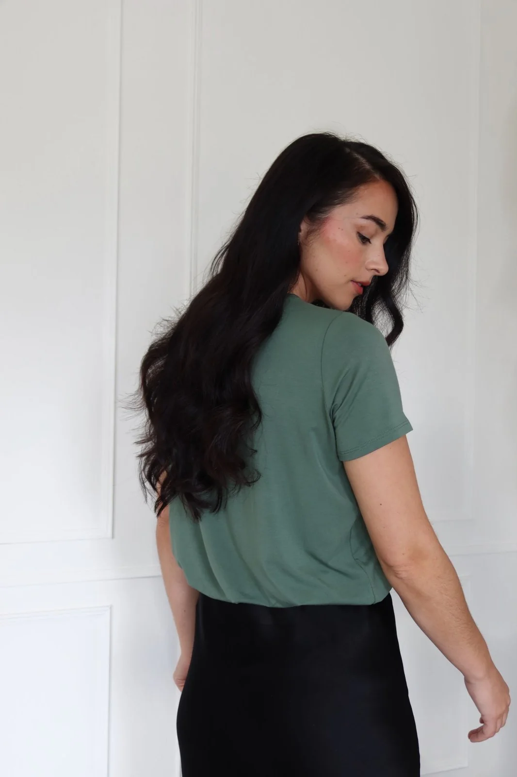 "The Stefanie Shortsleeve"- Cut Out Detail T-shirt (Khaki) - Image 3