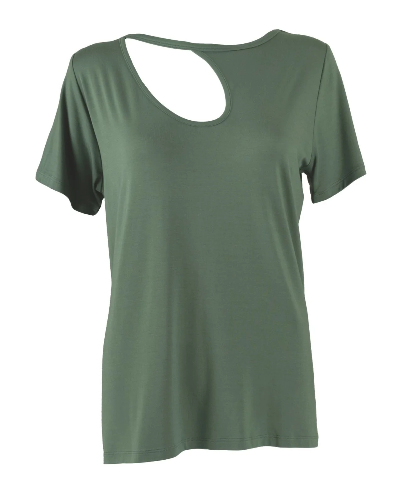 "The Stefanie Shortsleeve"- Cut Out Detail T-shirt (Khaki) - Image 9