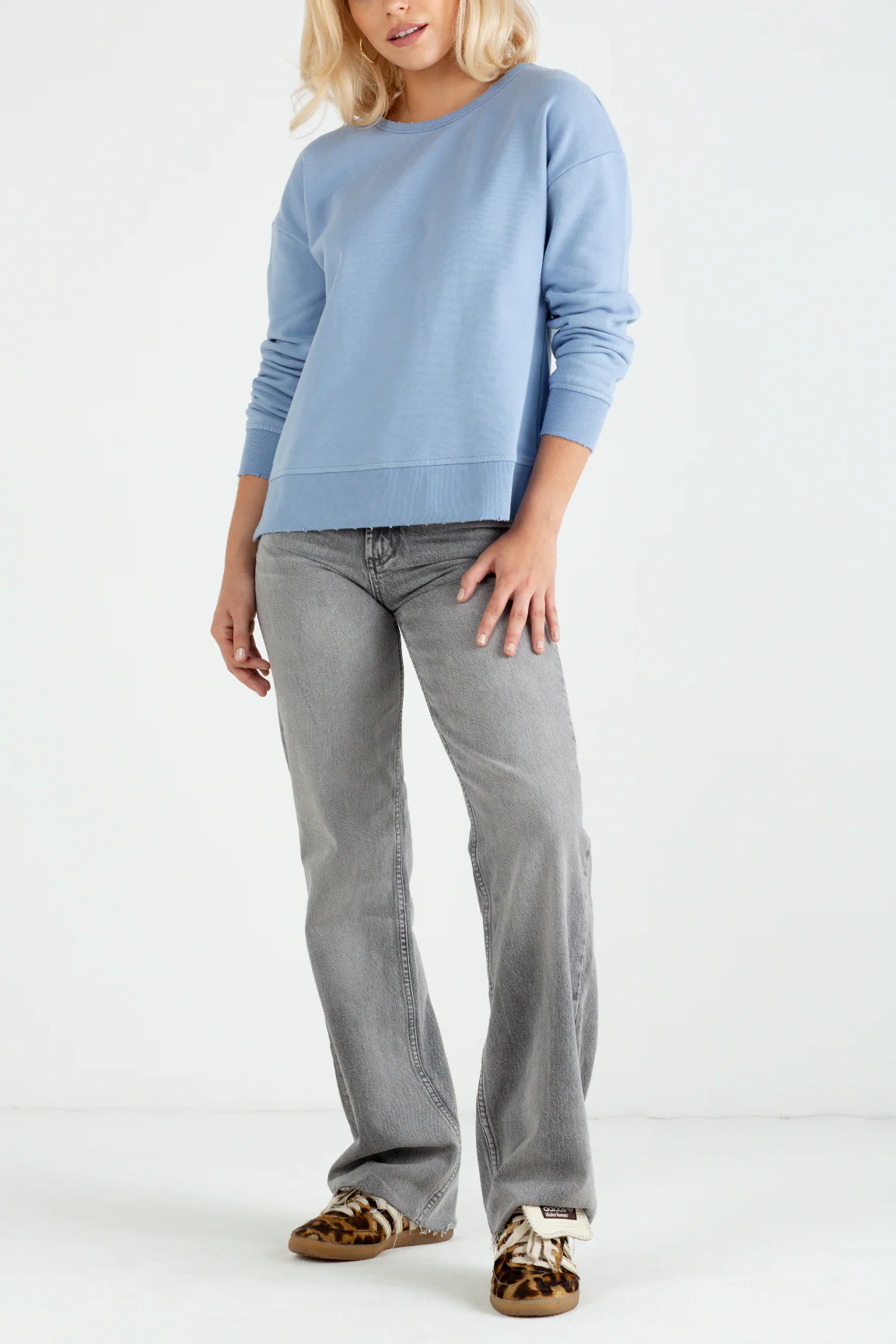 "The Victoria" - Bow Neck Detail Sweatshirt (Cornflower Blue) - Image 5