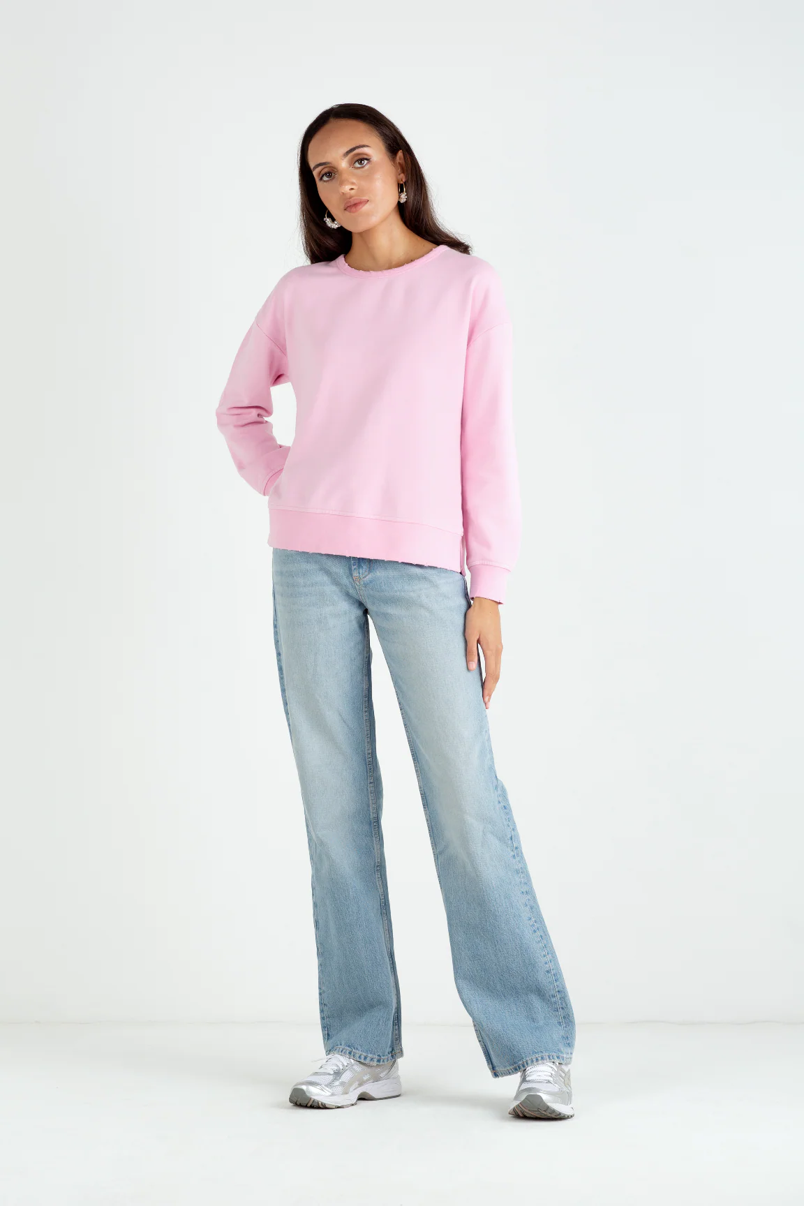 "The Victoria" - Bow Neck Detail Sweatshirt (Peony Pink) - Image 5